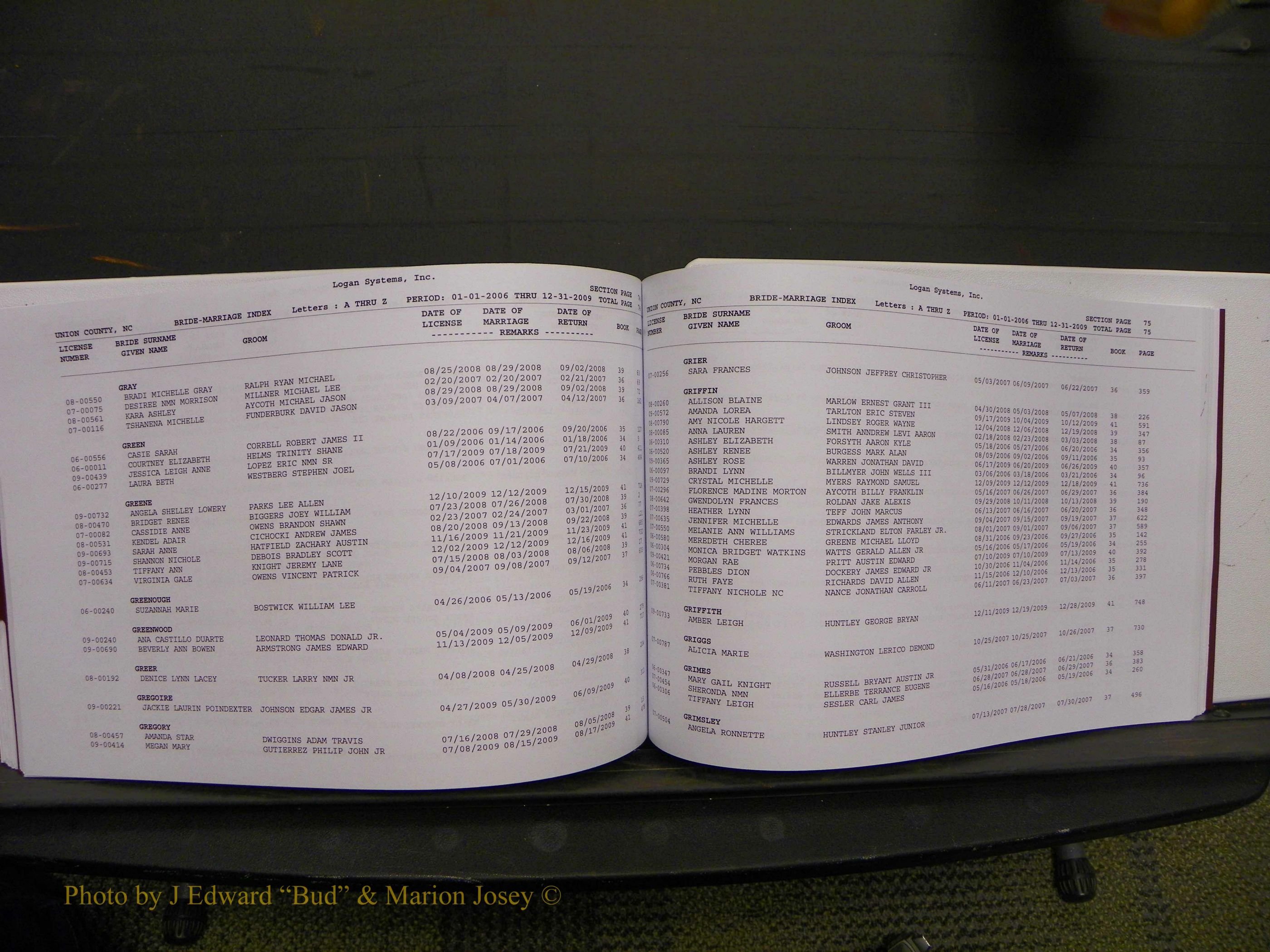 Union Co, NC Marriages Male & Female Index, 2006-2010 (269).JPG