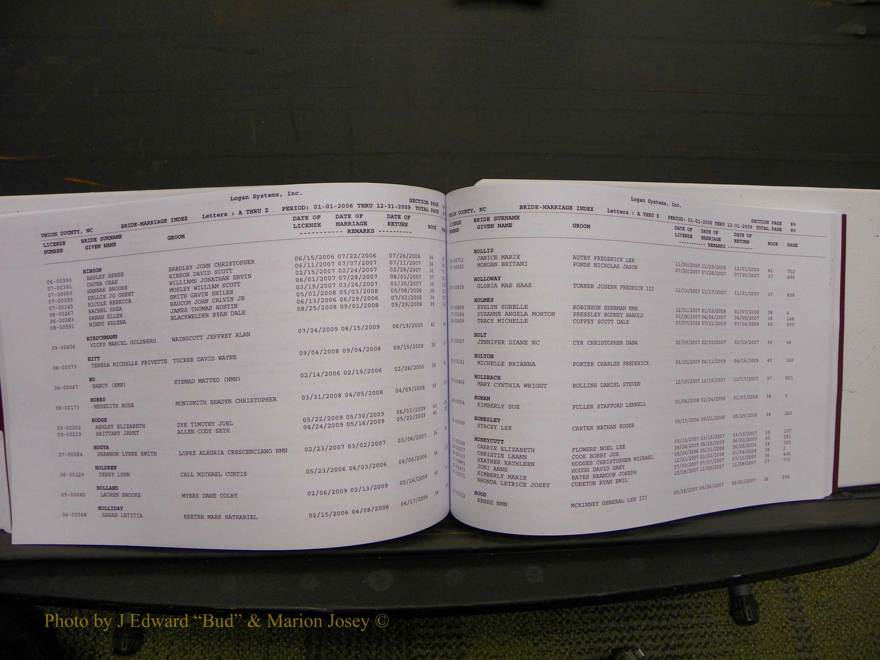 Union Co, NC Marriages Male & Female Index, 2006-2010 (275).JPG