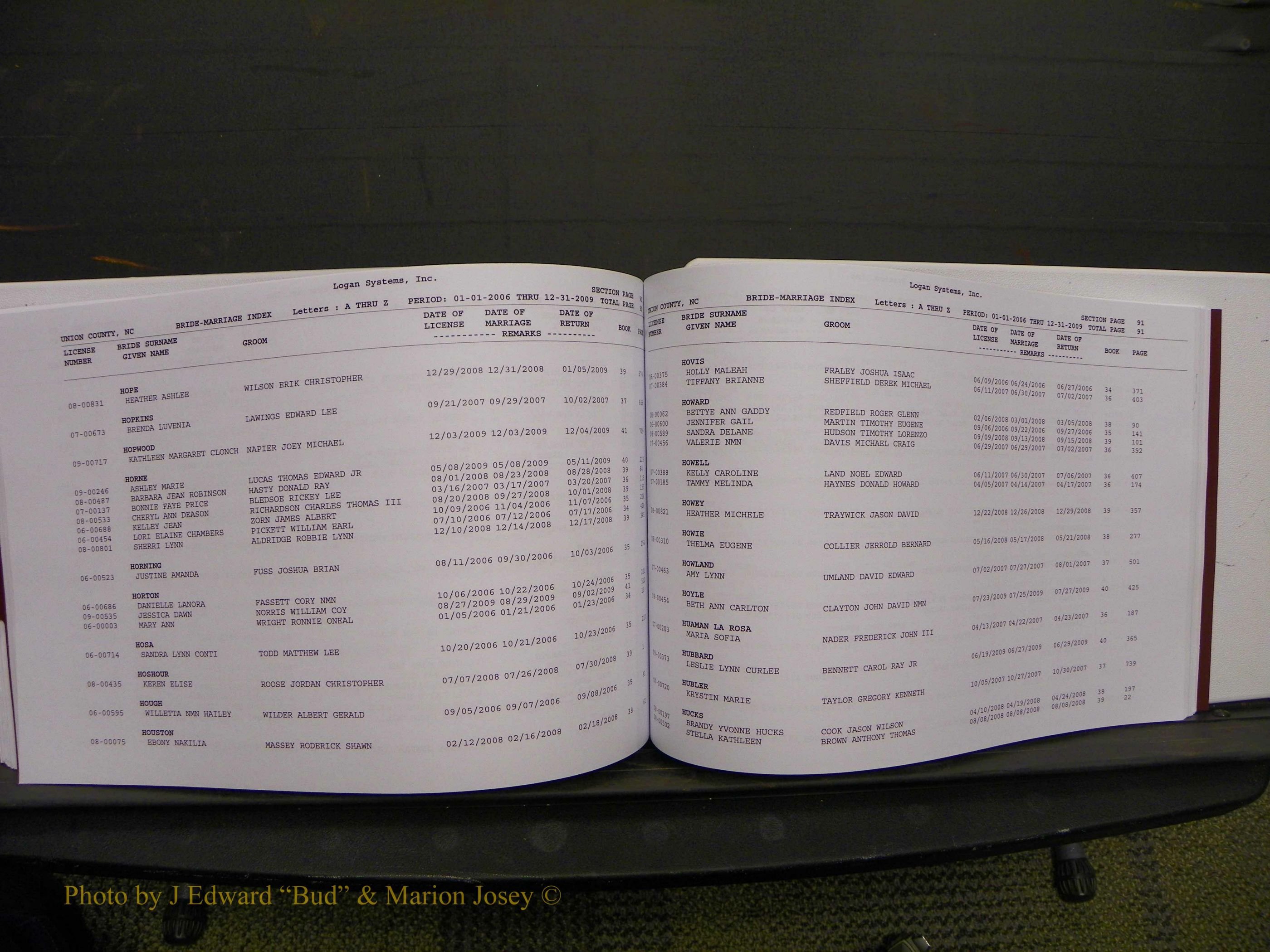 Union Co, NC Marriages Male & Female Index, 2006-2010 (276).JPG