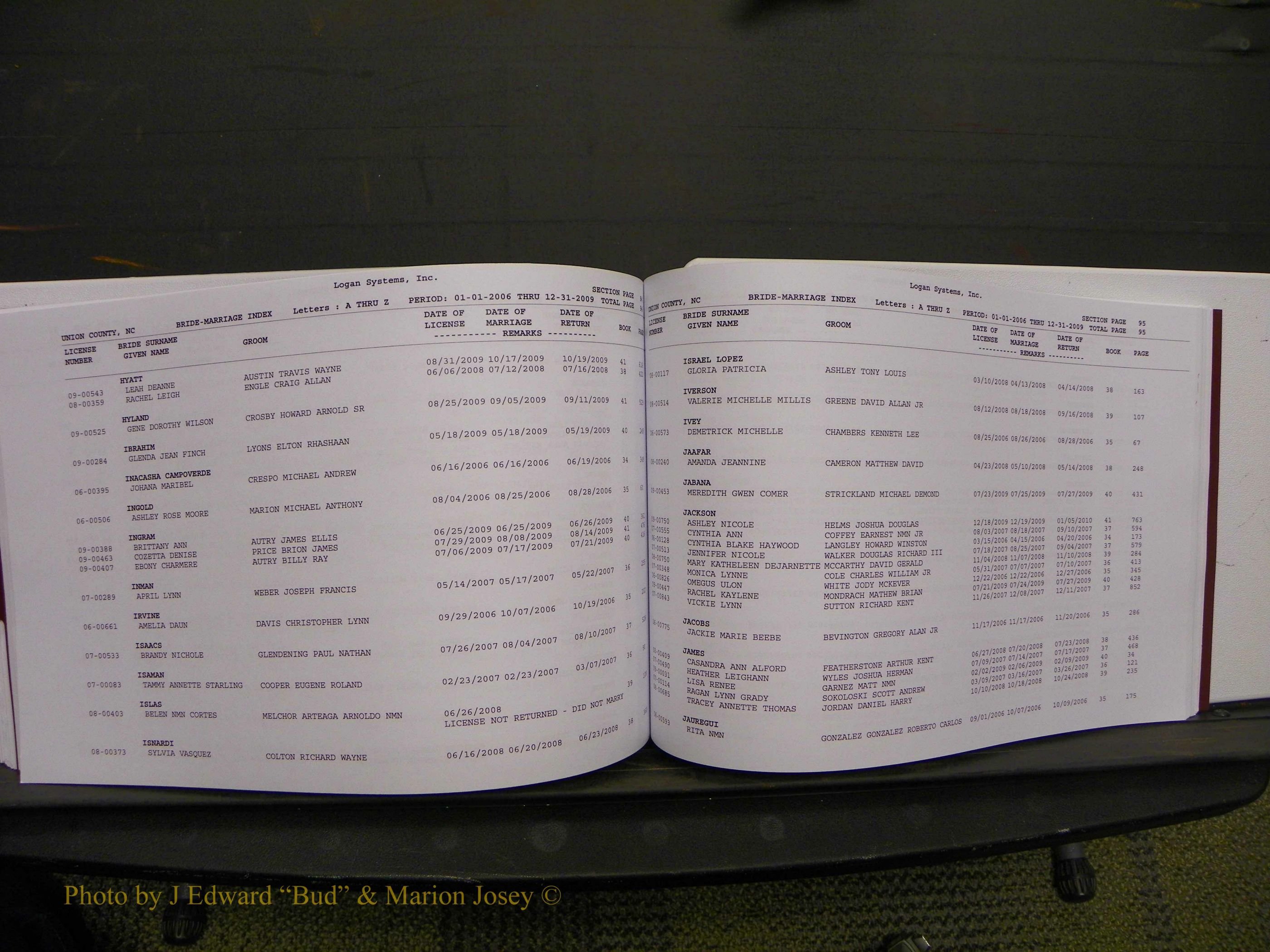 Union Co, NC Marriages Male & Female Index, 2006-2010 (278).JPG