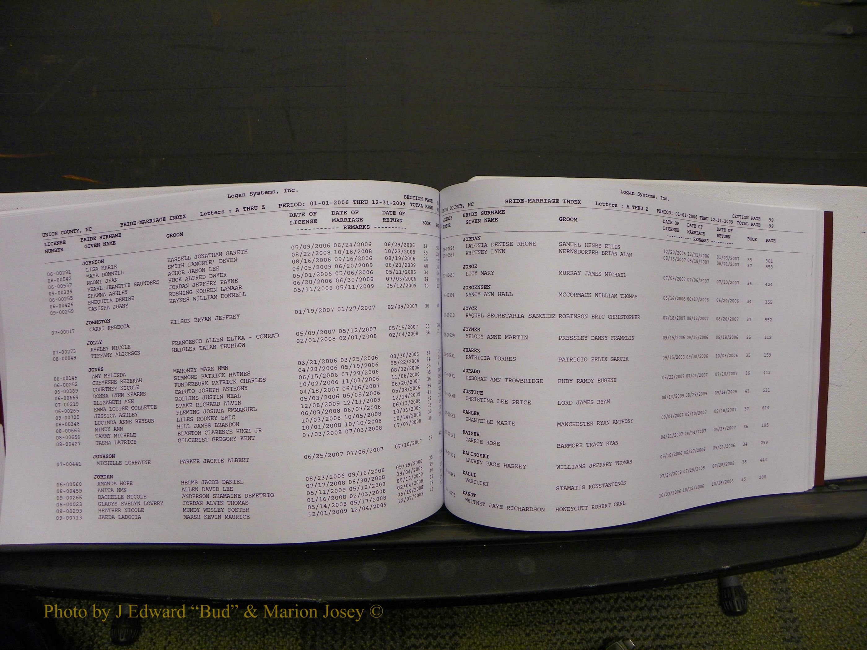 Union Co, NC Marriages Male & Female Index, 2006-2010 (280).JPG