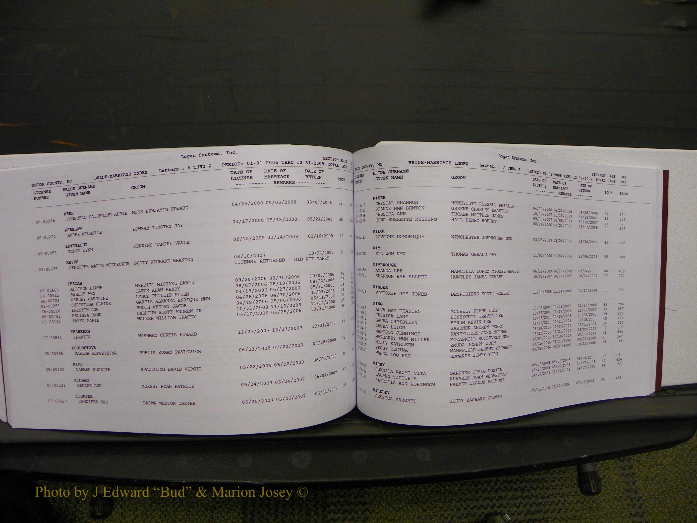 Union Co, NC Marriages Male & Female Index, 2006-2010 (282).JPG