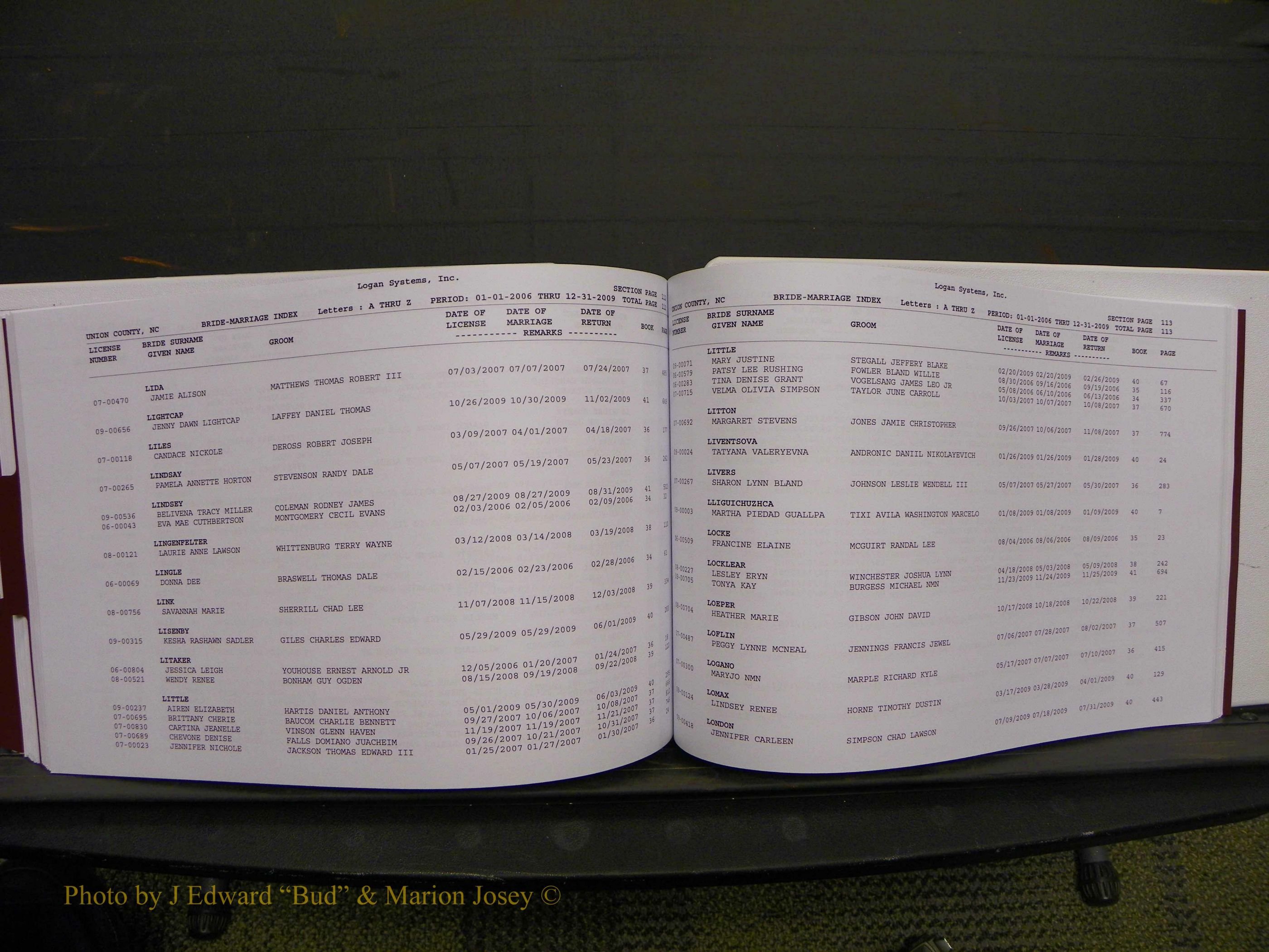 Union Co, NC Marriages Male & Female Index, 2006-2010 (287).JPG