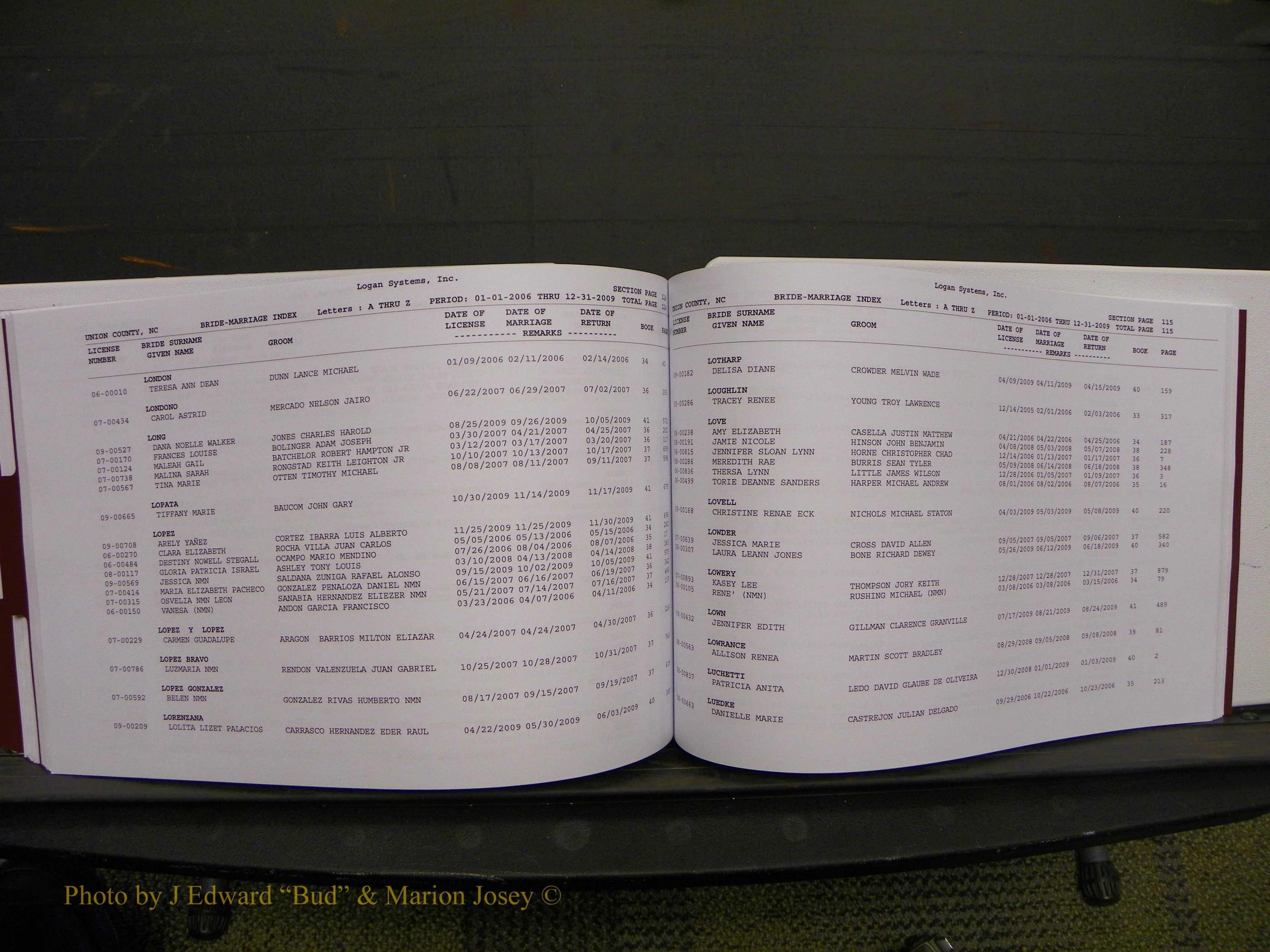 Union Co, NC Marriages Male & Female Index, 2006-2010 (288).JPG