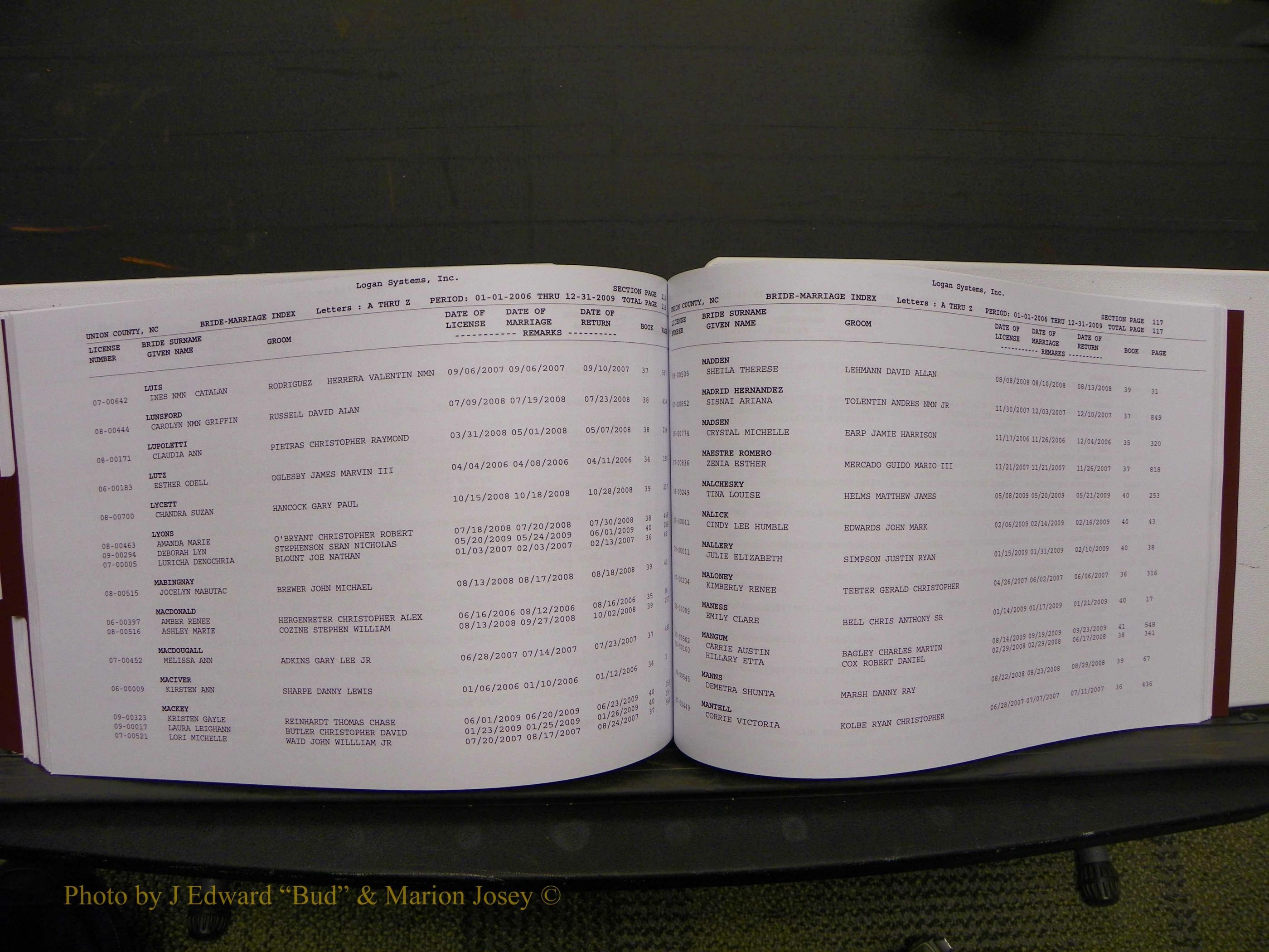 Union Co, NC Marriages Male & Female Index, 2006-2010 (289).JPG