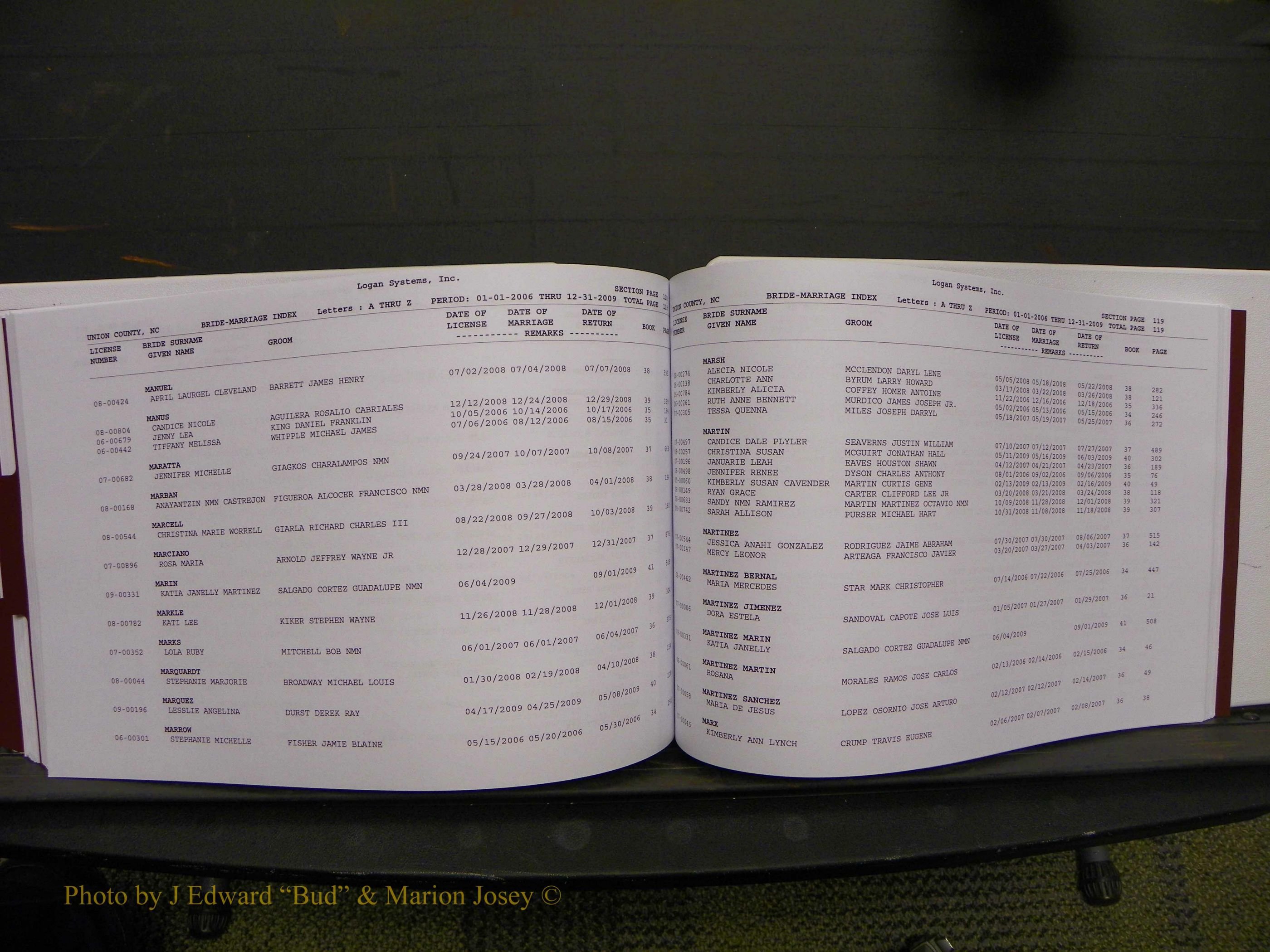 Union Co, NC Marriages Male & Female Index, 2006-2010 (290).JPG
