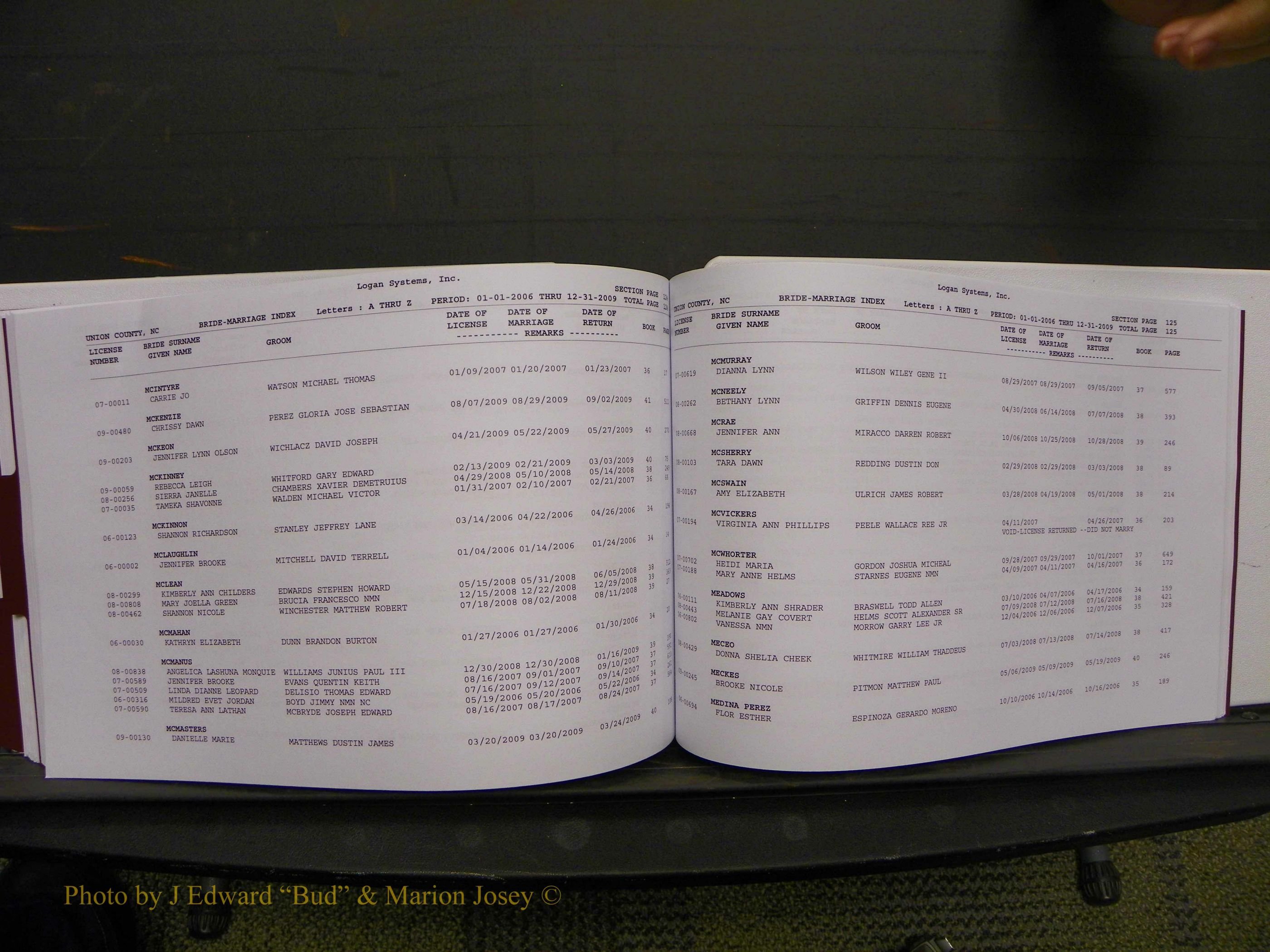 Union Co, NC Marriages Male & Female Index, 2006-2010 (293).JPG
