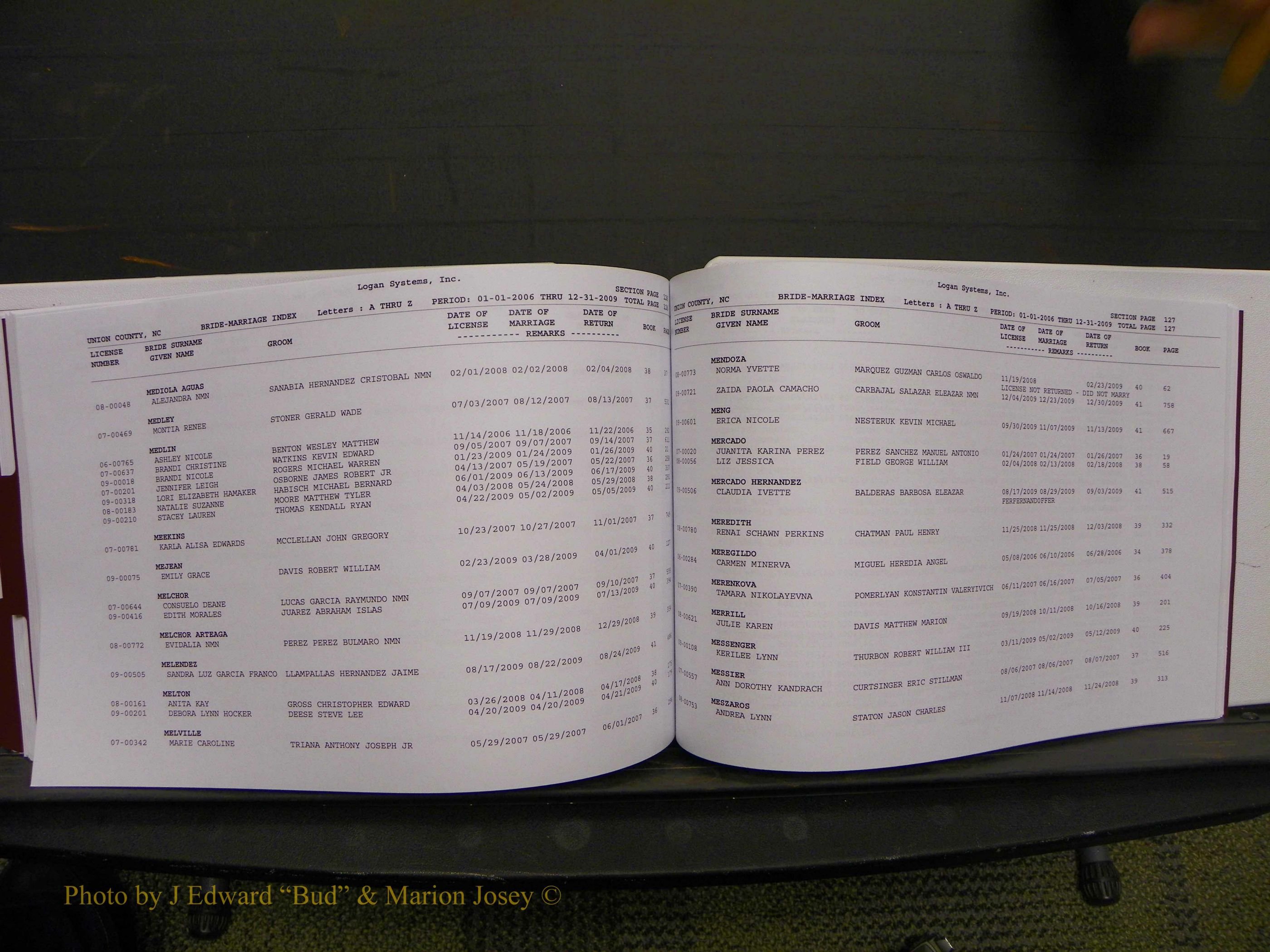 Union Co, NC Marriages Male & Female Index, 2006-2010 (294).JPG