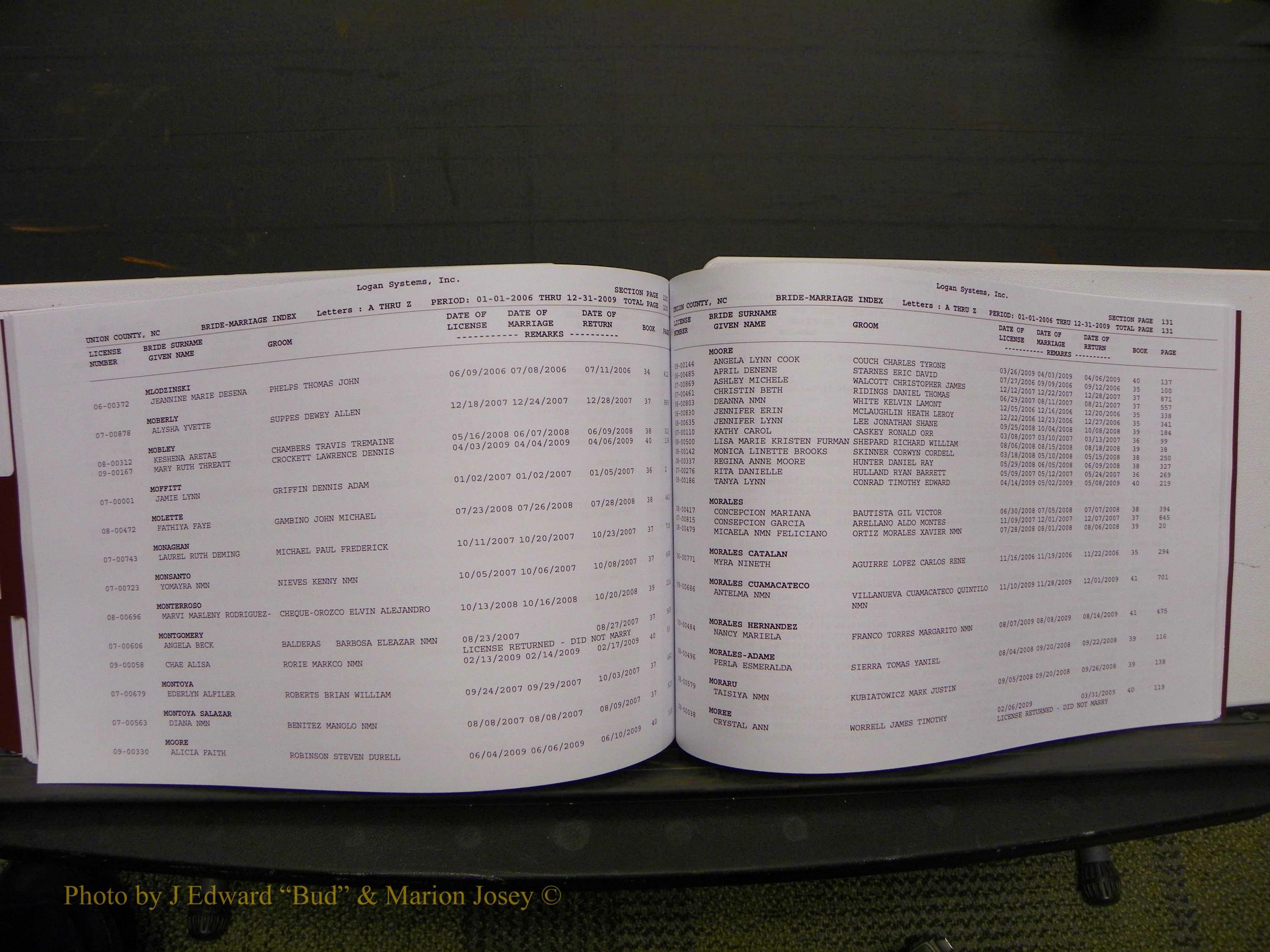 Union Co, NC Marriages Male & Female Index, 2006-2010 (296).JPG