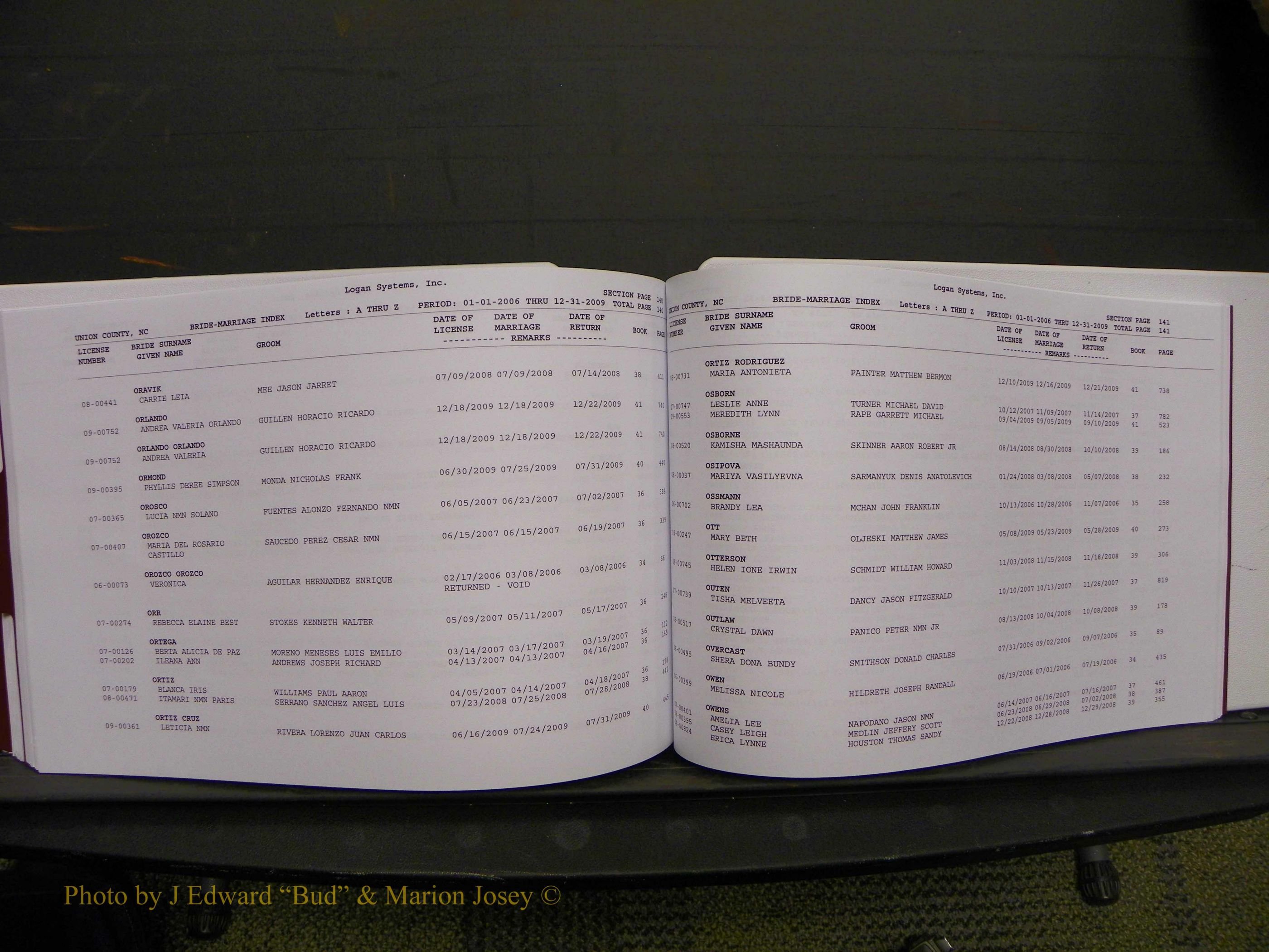 Union Co, NC Marriages Male & Female Index, 2006-2010 (301).JPG