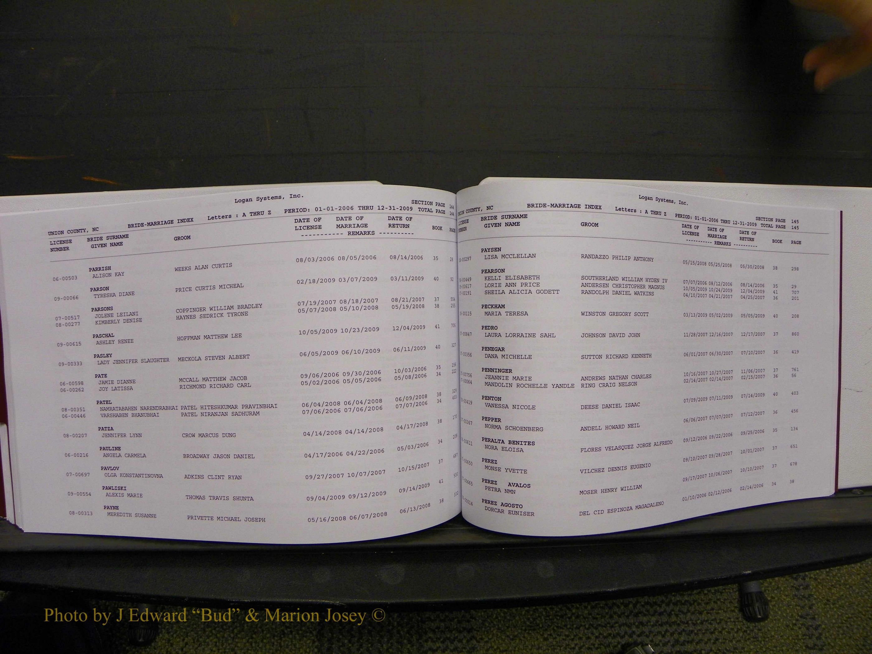 Union Co, NC Marriages Male & Female Index, 2006-2010 (303).JPG