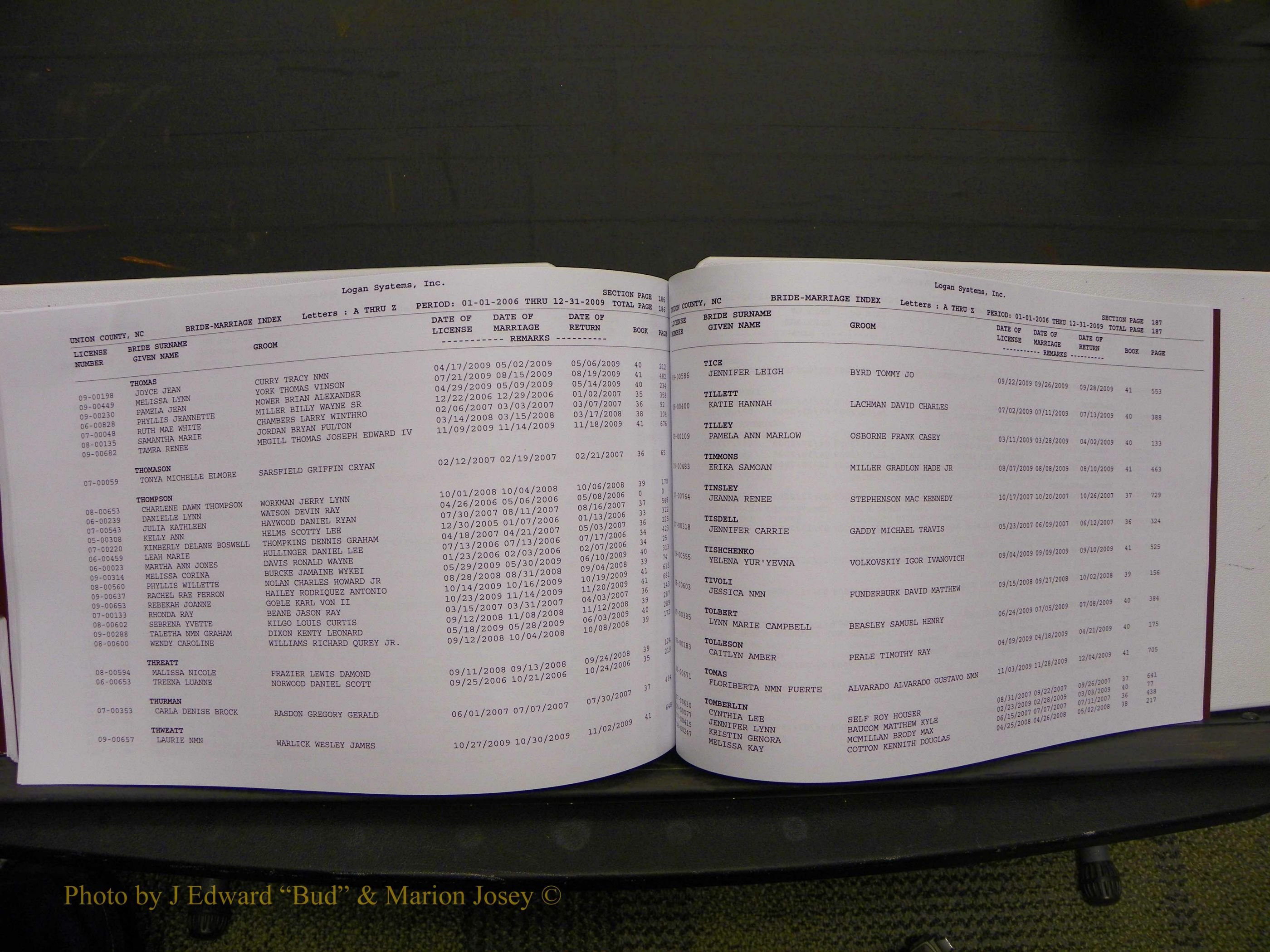 Union Co, NC Marriages Male & Female Index, 2006-2010 (324).JPG