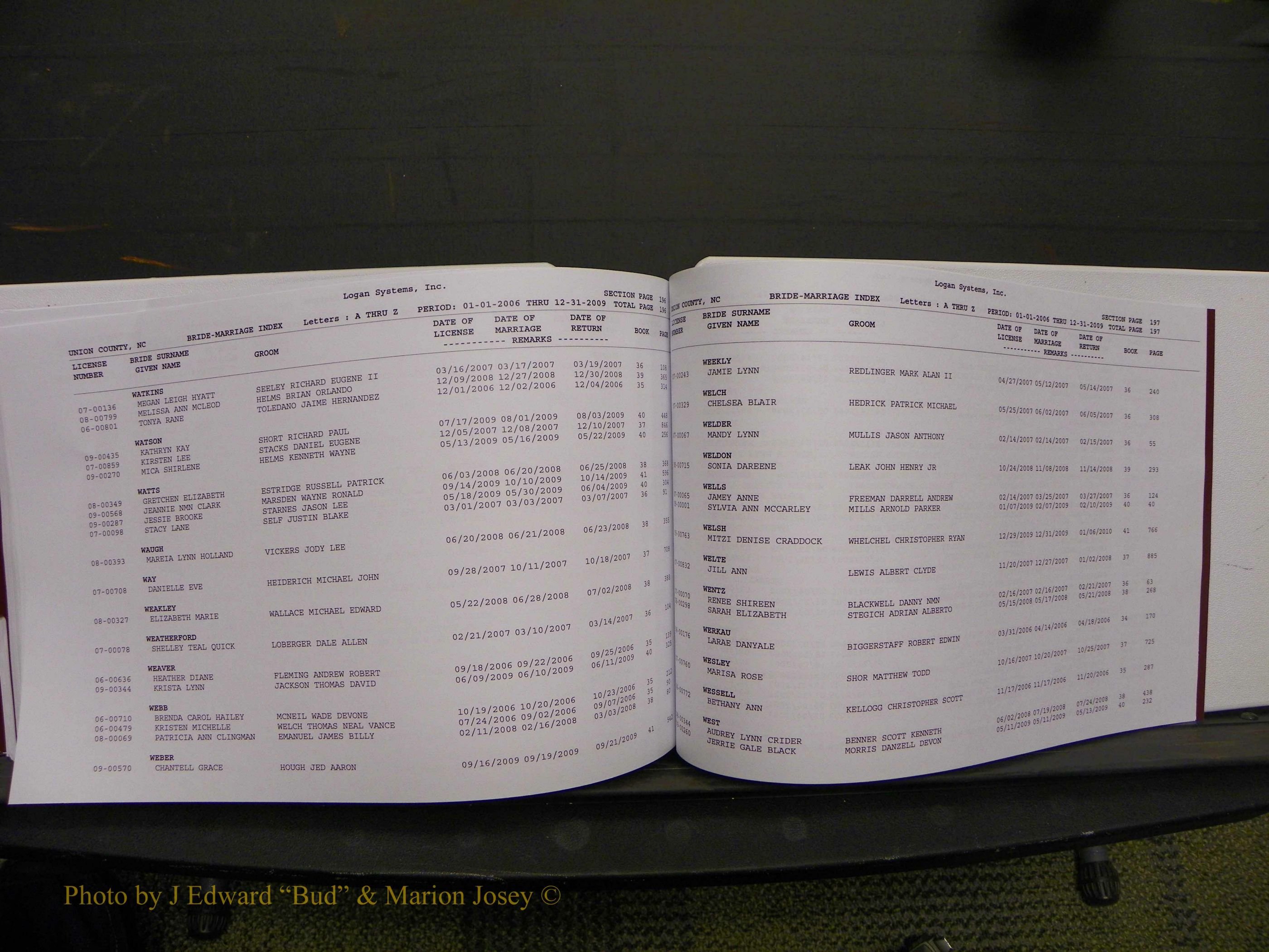 Union Co, NC Marriages Male & Female Index, 2006-2010 (329).JPG