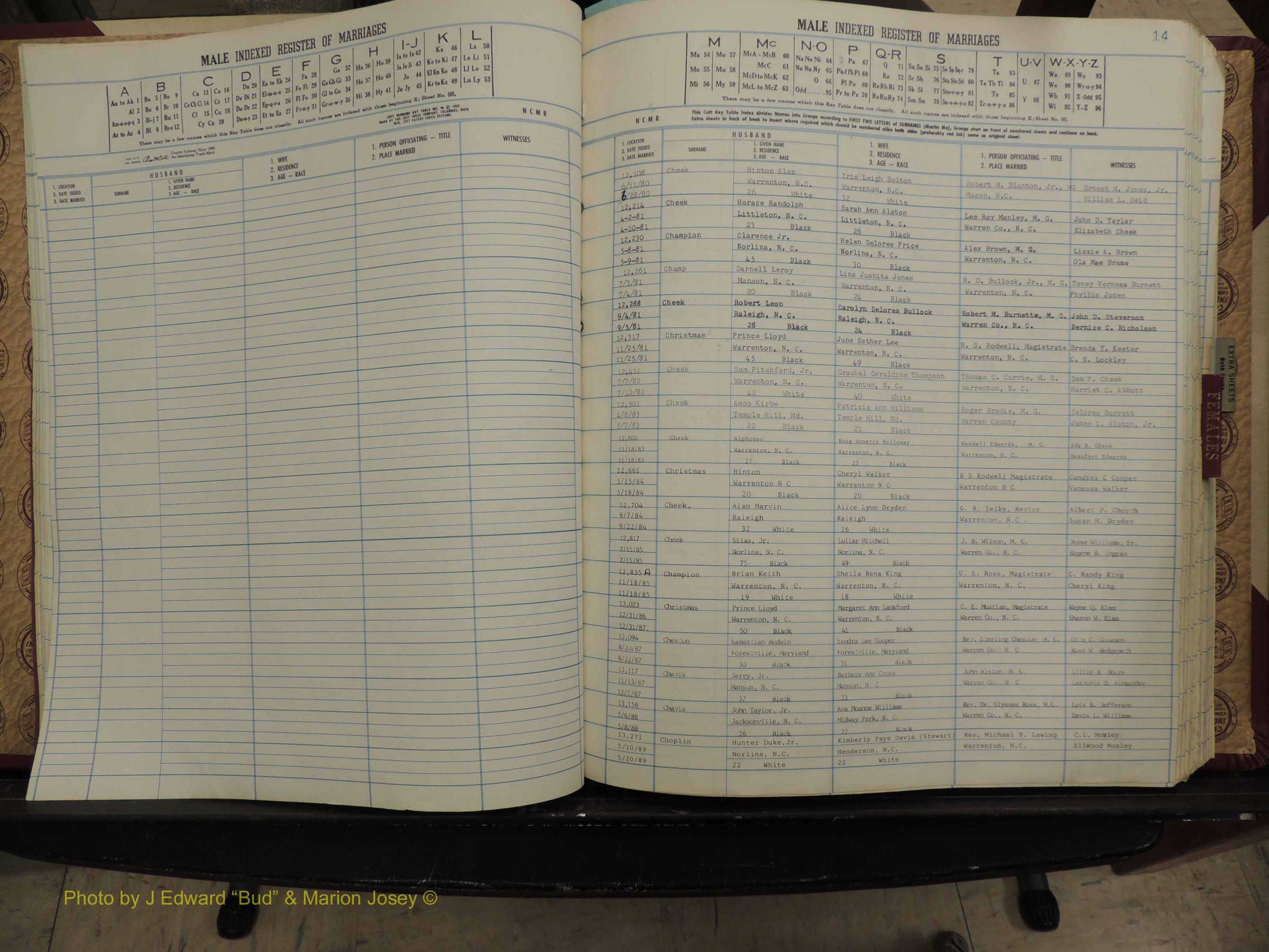 Warren Co, NC, Marriages, A-Z, 1979-1995 (118).JPG