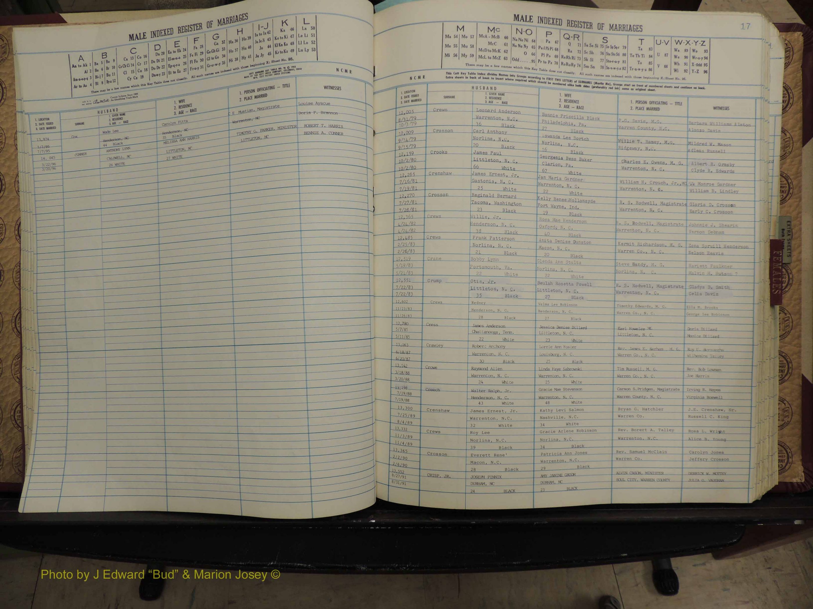 Warren Co, NC, Marriages, A-Z, 1979-1995 (122).JPG