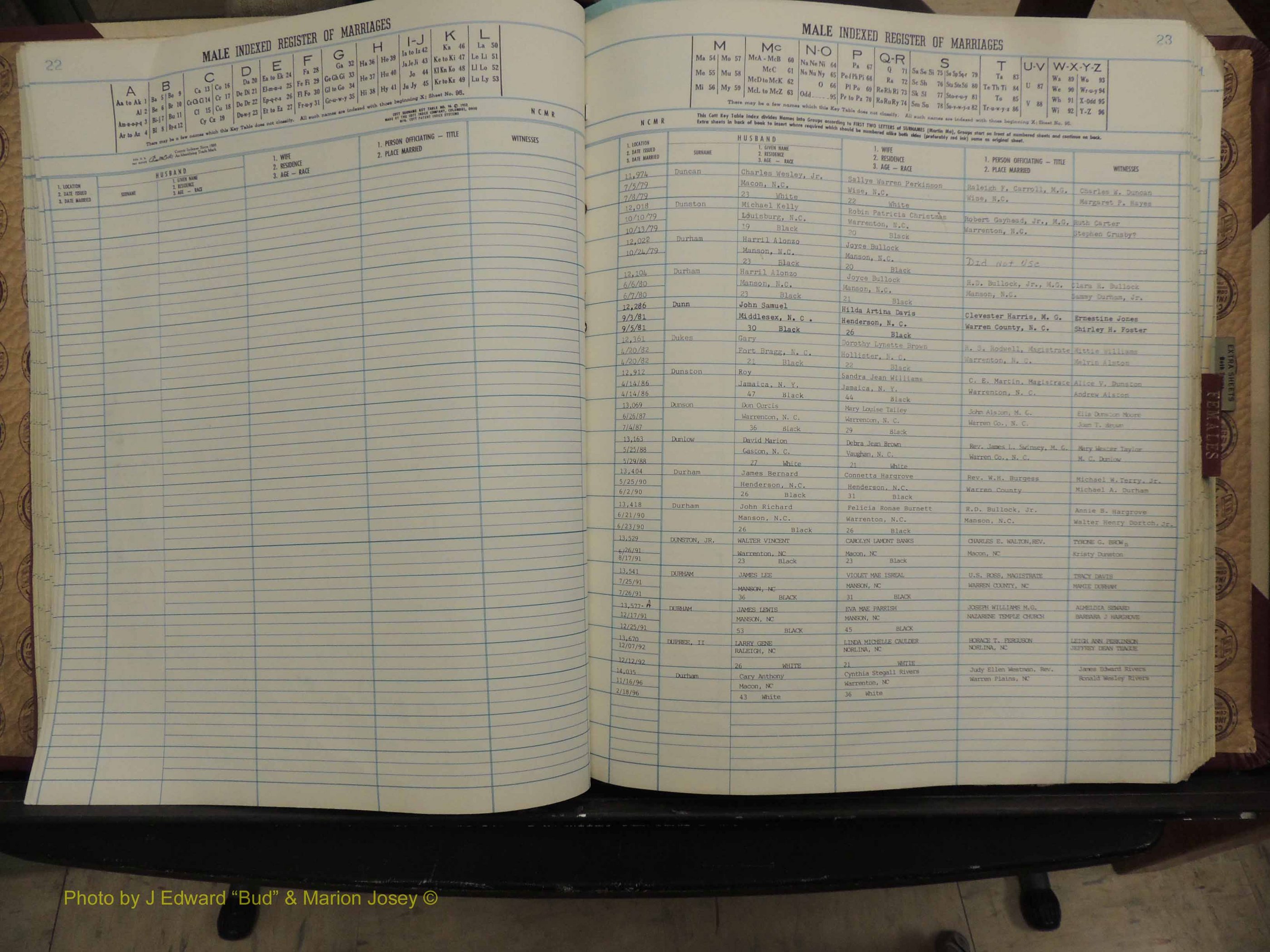 Warren Co, NC, Marriages, A-Z, 1979-1995 (129).JPG