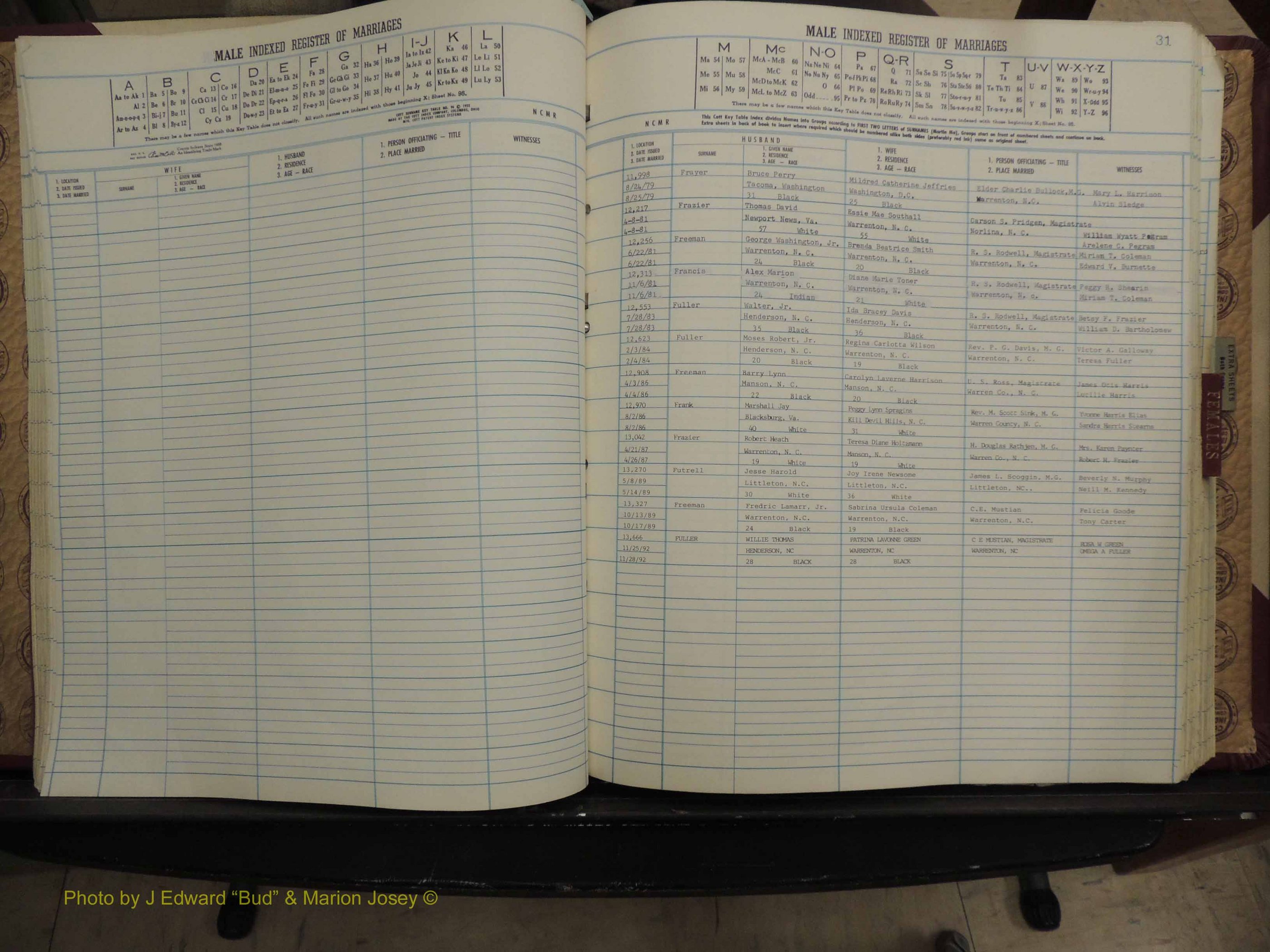 Warren Co, NC, Marriages, A-Z, 1979-1995 (138).JPG
