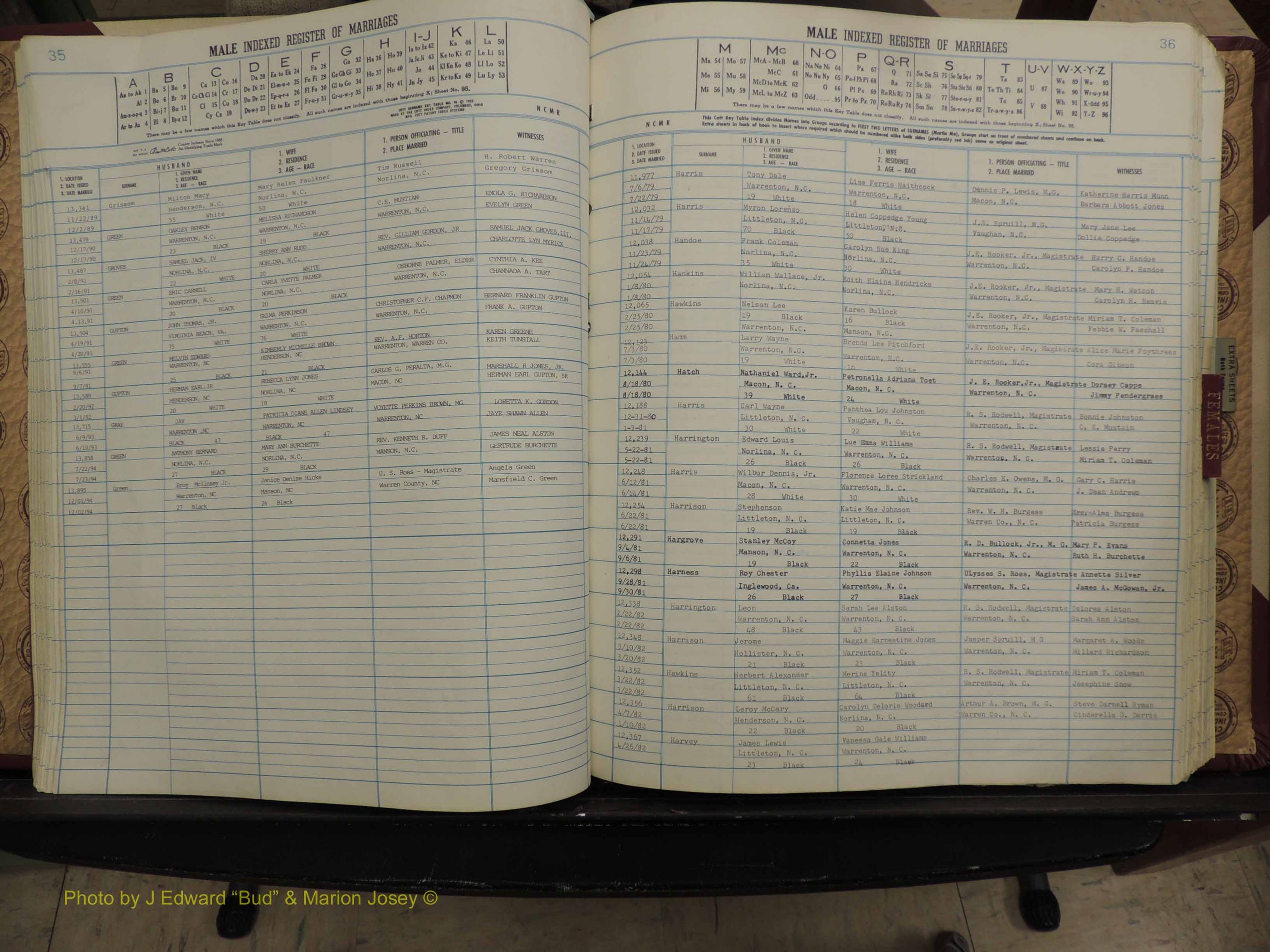 Warren Co, NC, Marriages, A-Z, 1979-1995 (143).JPG