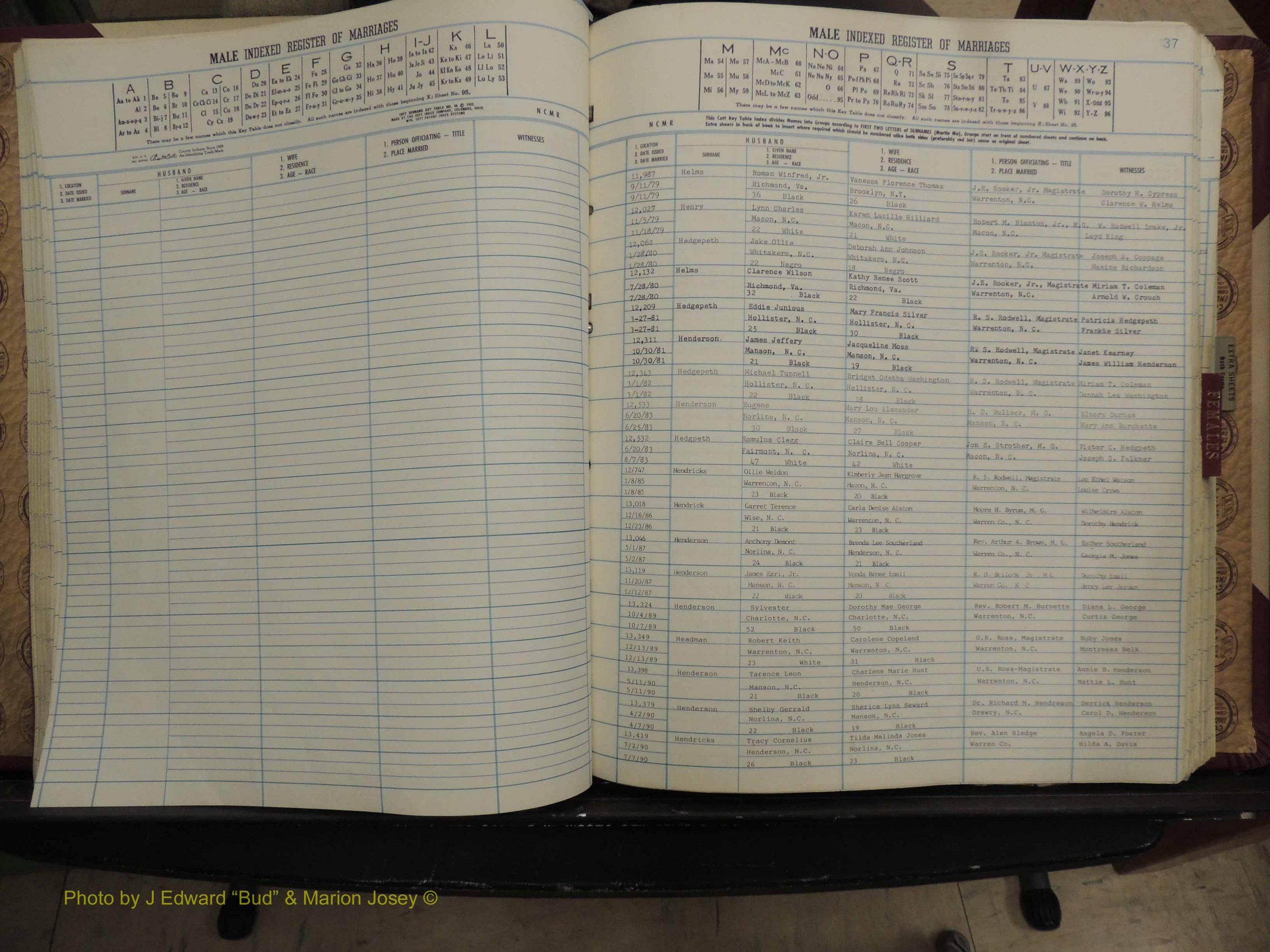 Warren Co, NC, Marriages, A-Z, 1979-1995 (147).JPG