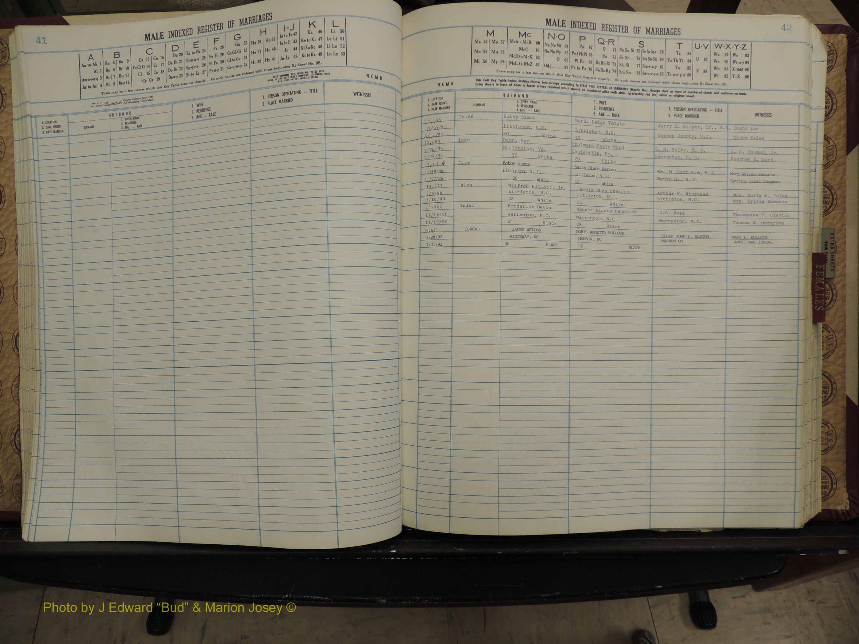 Warren Co, NC, Marriages, A-Z, 1979-1995 (152).JPG