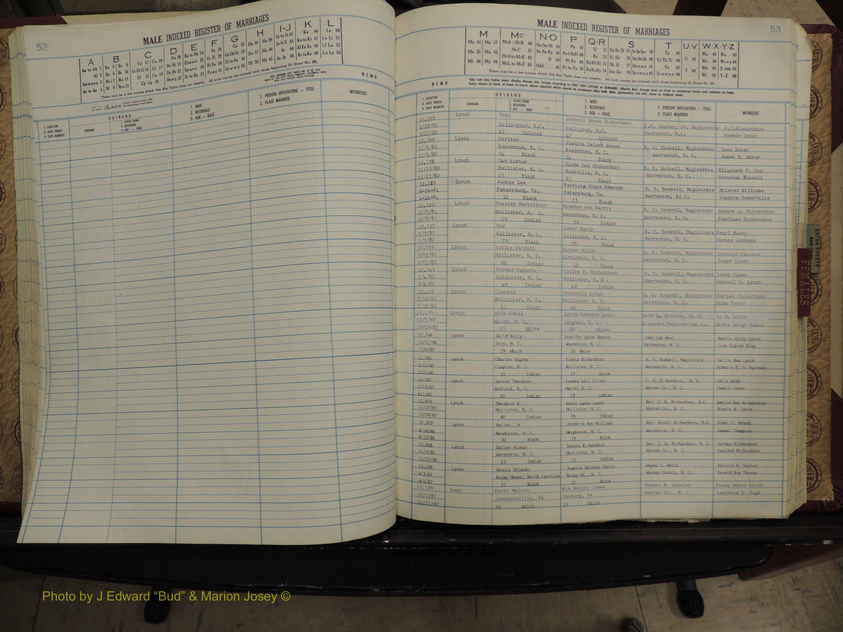 Warren Co, NC, Marriages, A-Z, 1979-1995 (165).JPG