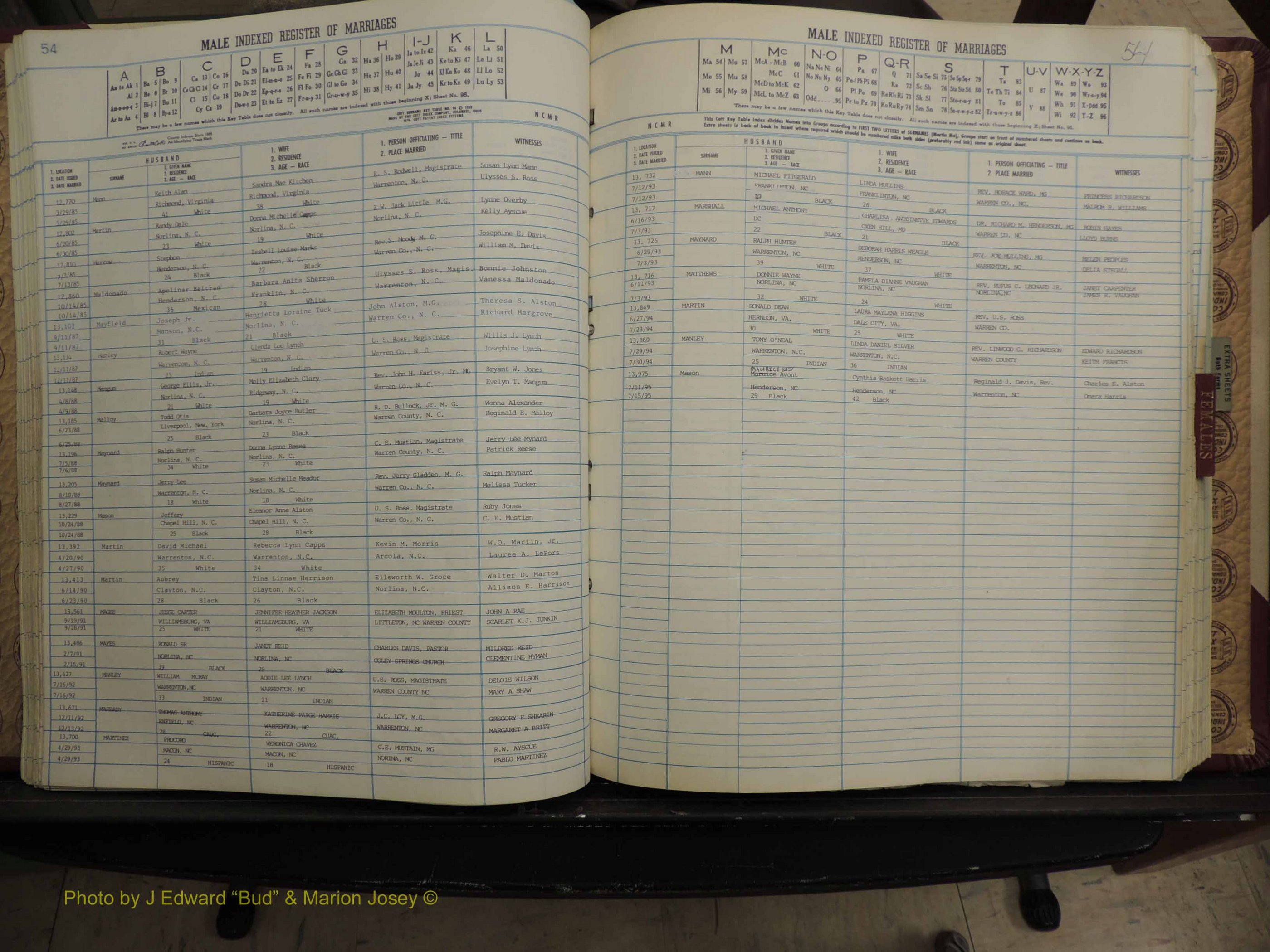 Warren Co, NC, Marriages, A-Z, 1979-1995 (167).JPG