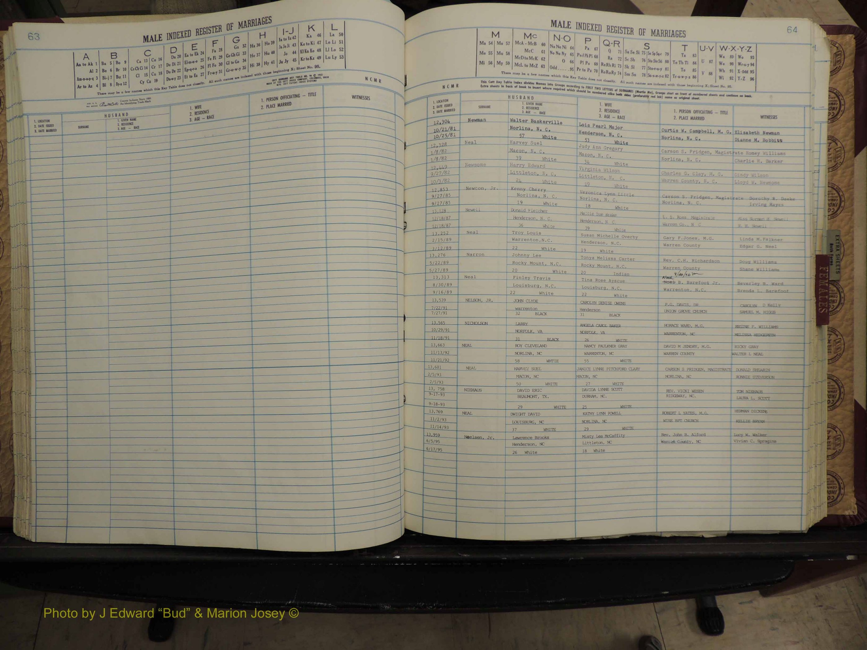 Warren Co, NC, Marriages, A-Z, 1979-1995 (177).JPG