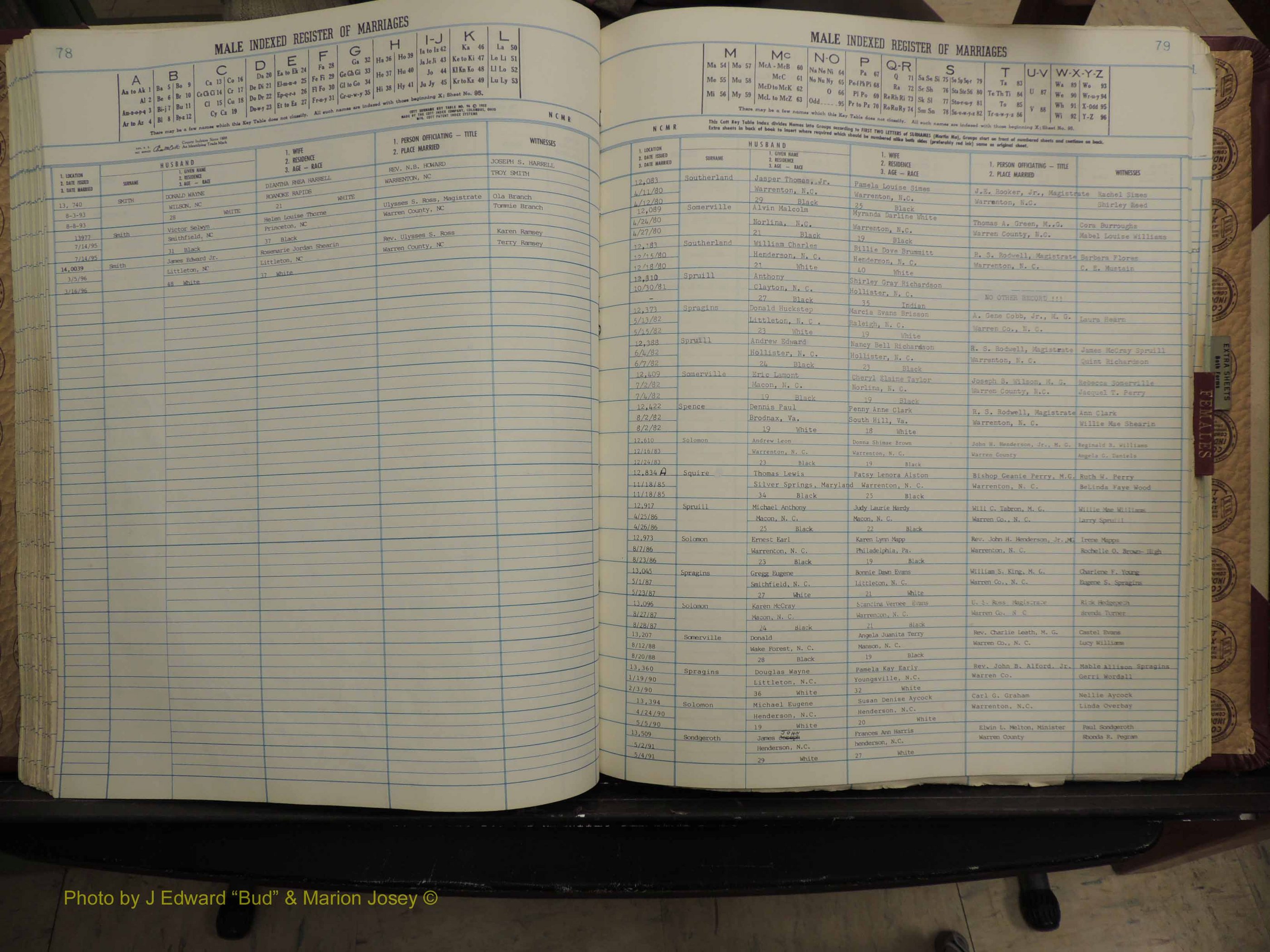 Warren Co, NC, Marriages, A-Z, 1979-1995 (199).JPG