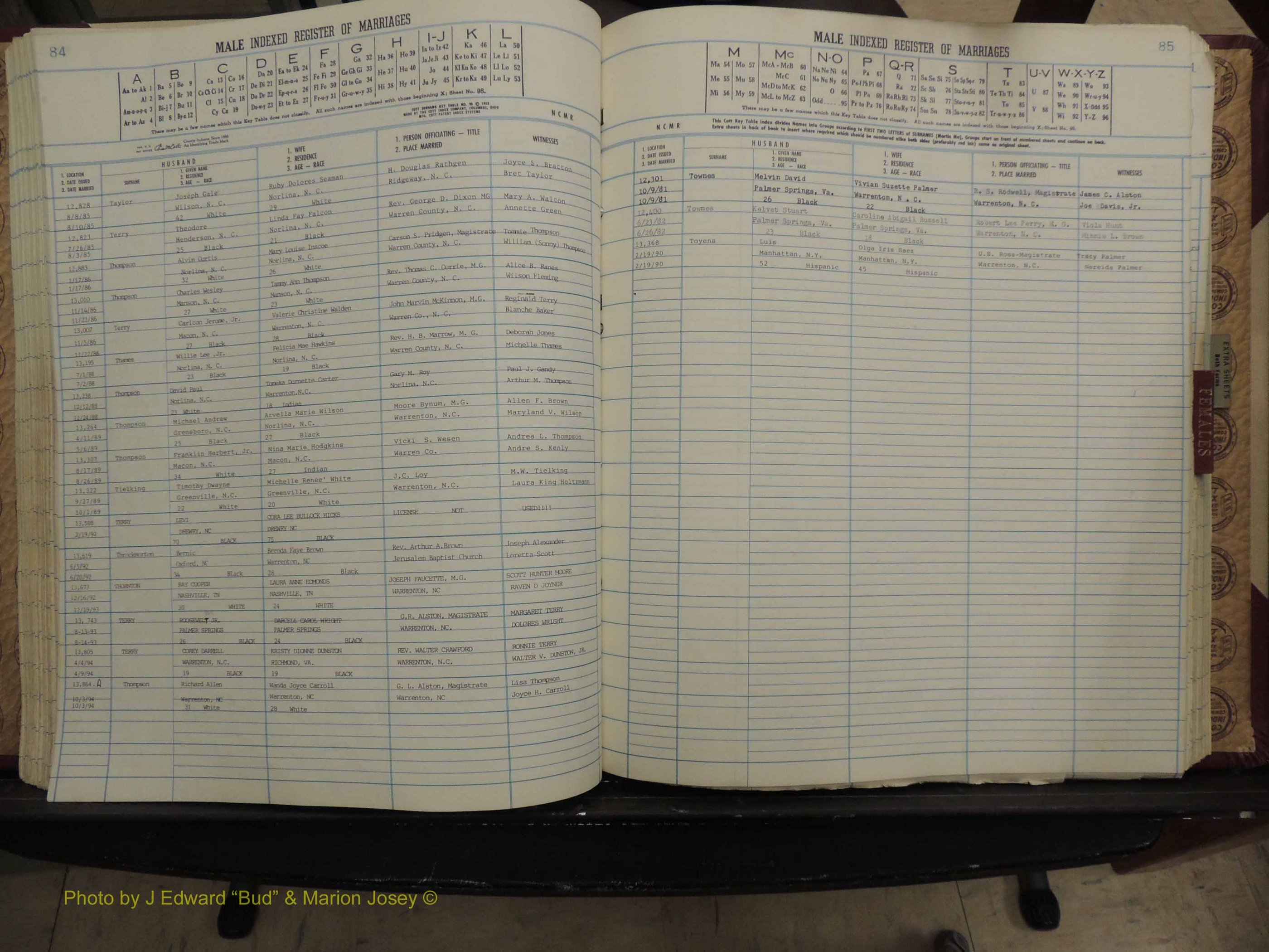 Warren Co, NC, Marriages, A-Z, 1979-1995 (205).JPG