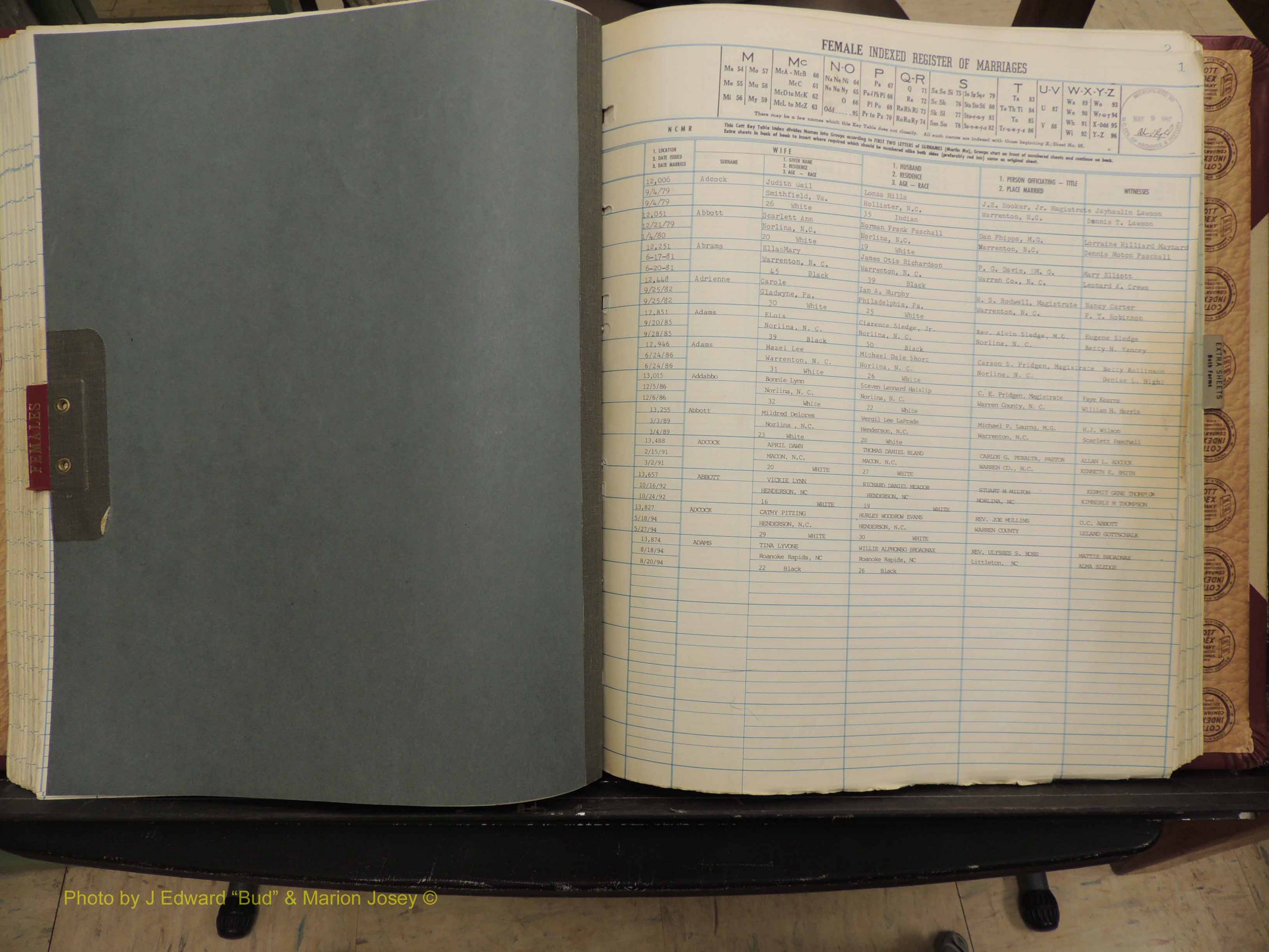 Warren Co, NC, Marriages, A-Z, 1979-1995 (219).JPG