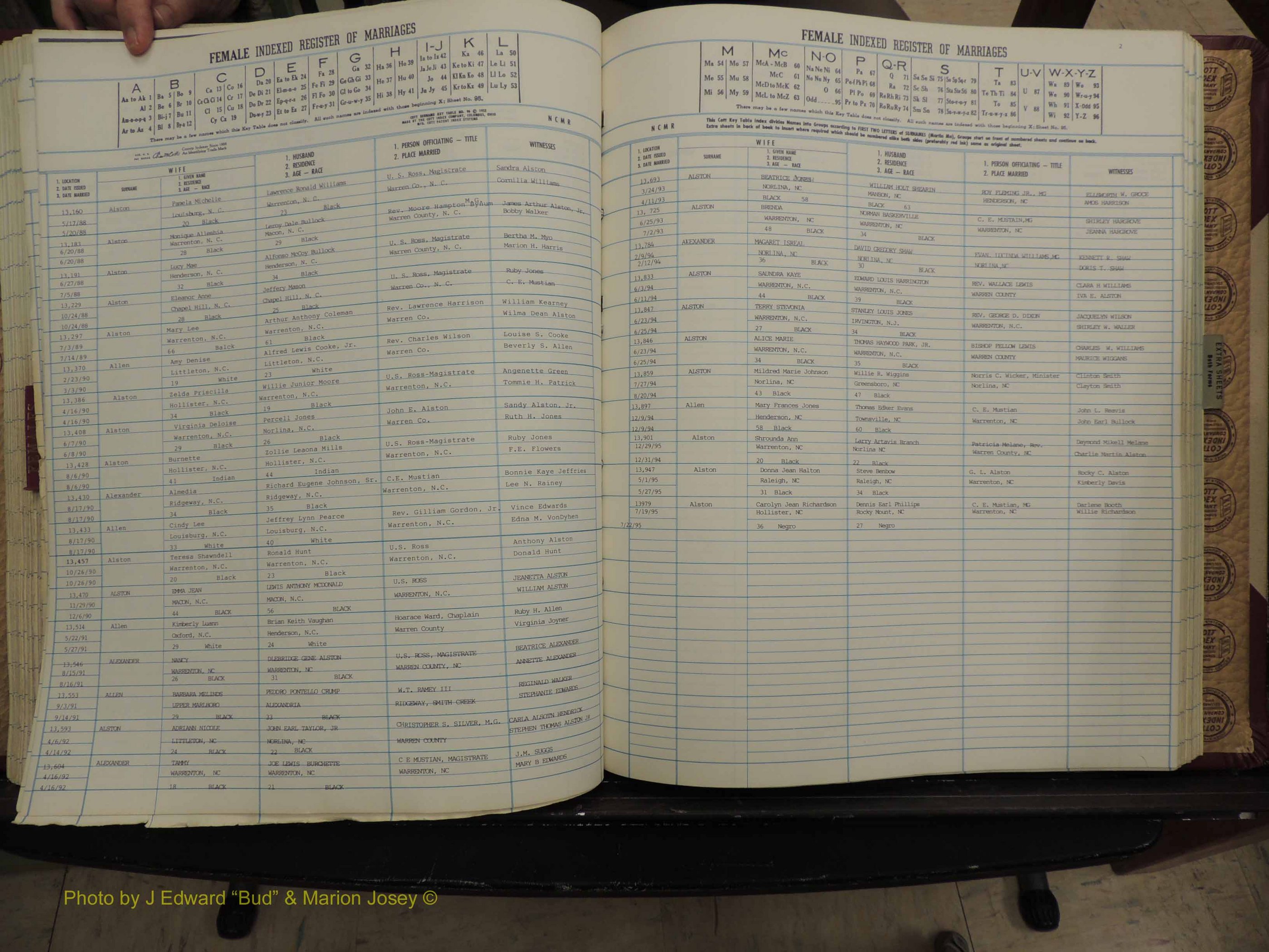 Warren Co, NC, Marriages, A-Z, 1979-1995 (222).JPG
