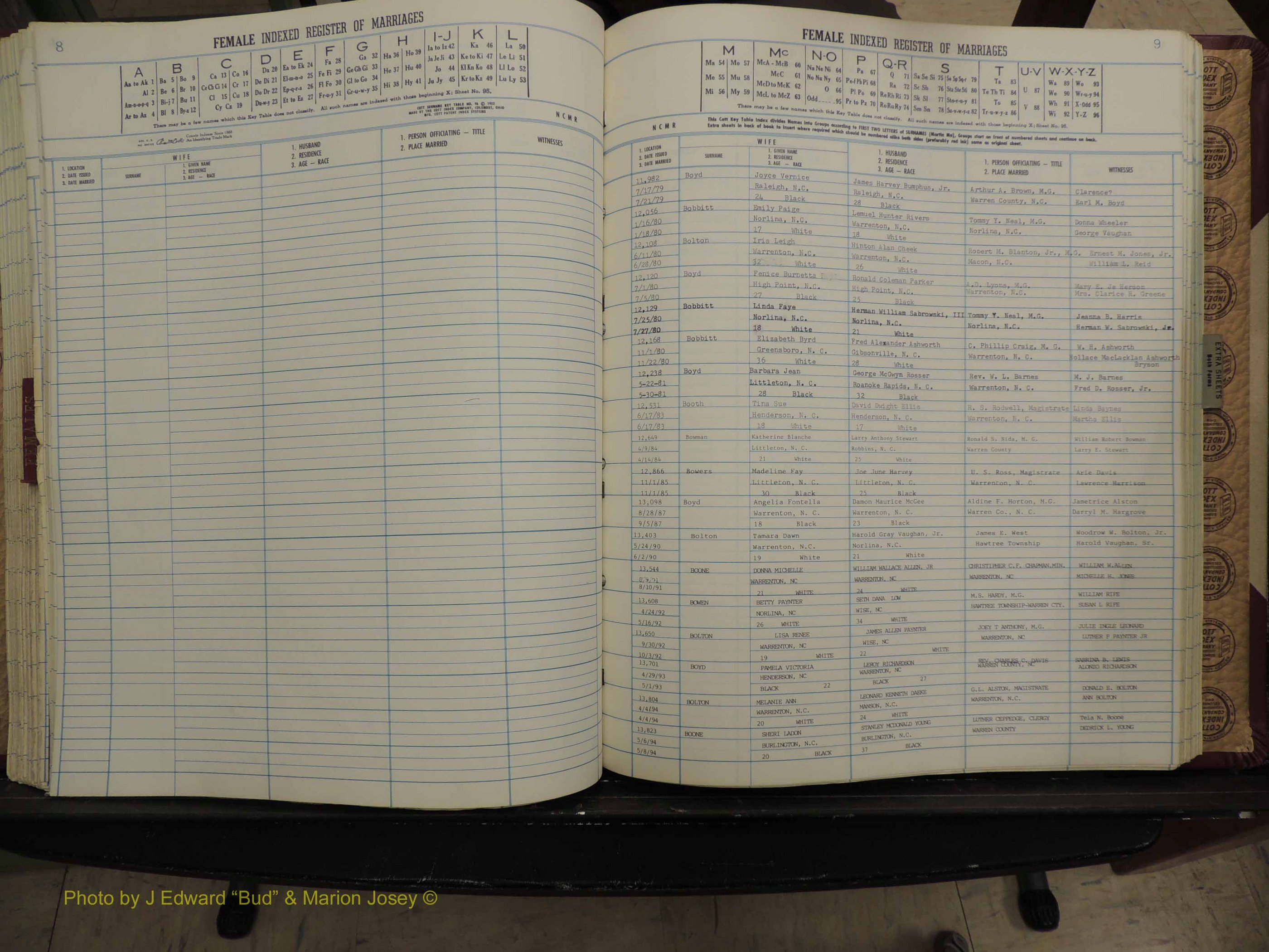 Warren Co, NC, Marriages, A-Z, 1979-1995 (229).JPG