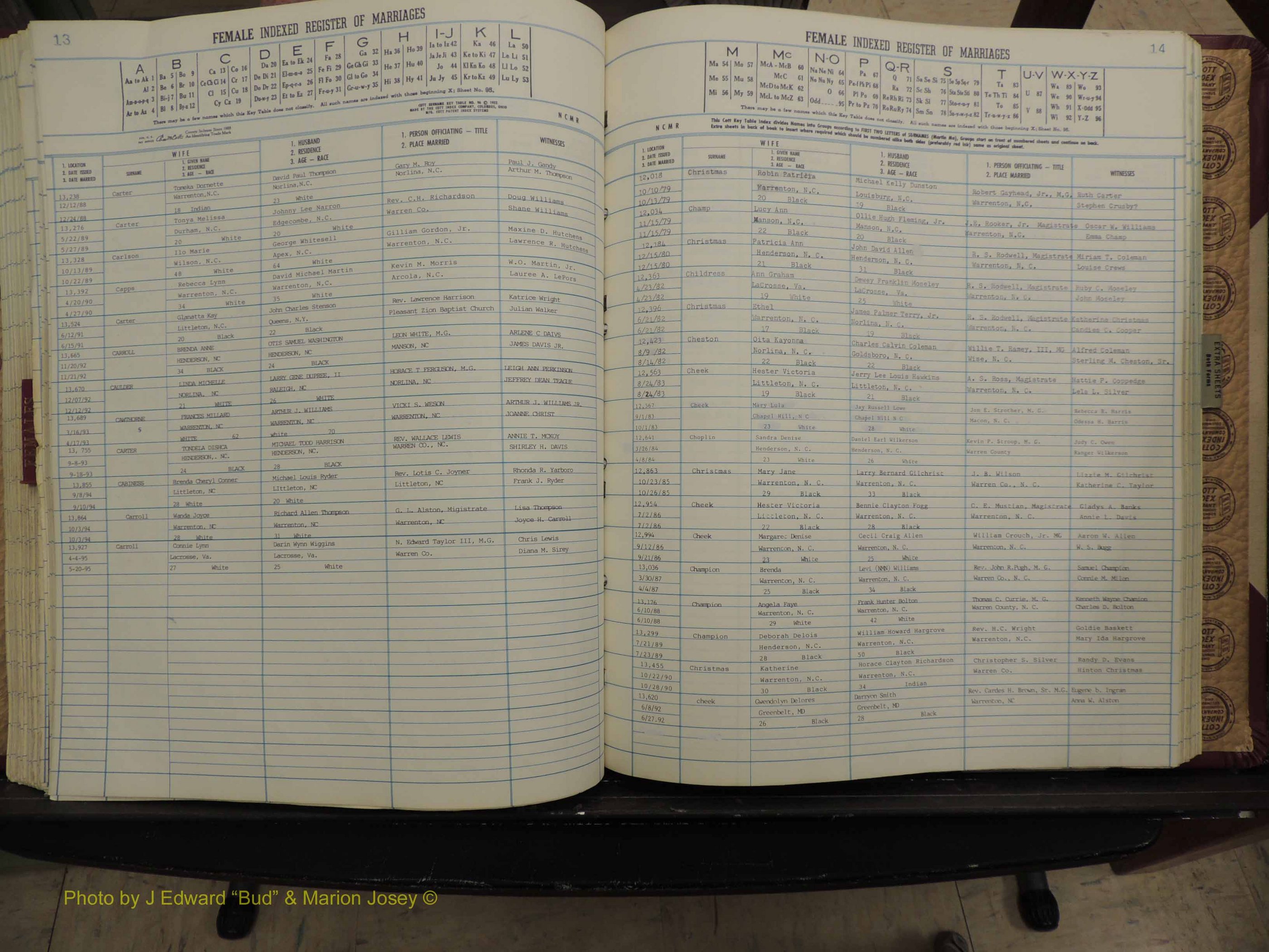 Warren Co, NC, Marriages, A-Z, 1979-1995 (236).JPG