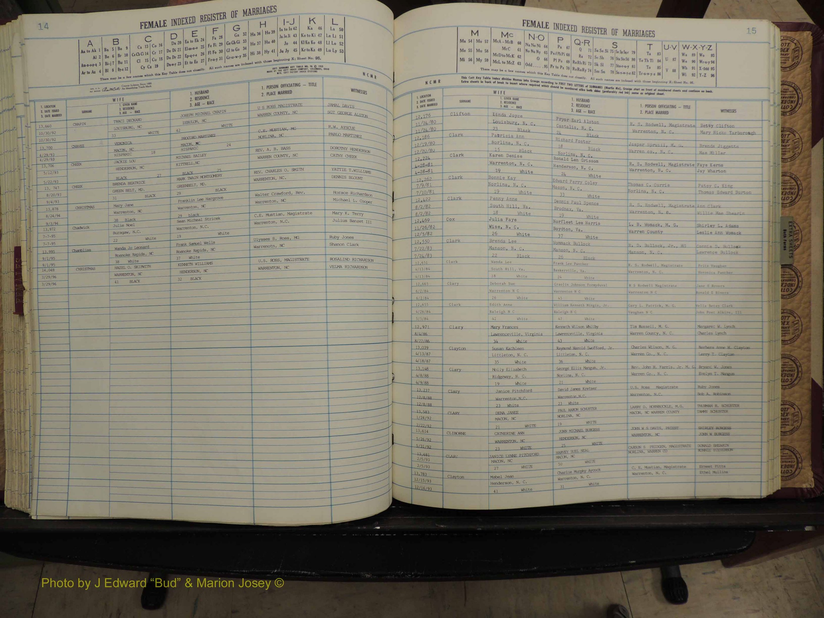 Warren Co, NC, Marriages, A-Z, 1979-1995 (237).JPG