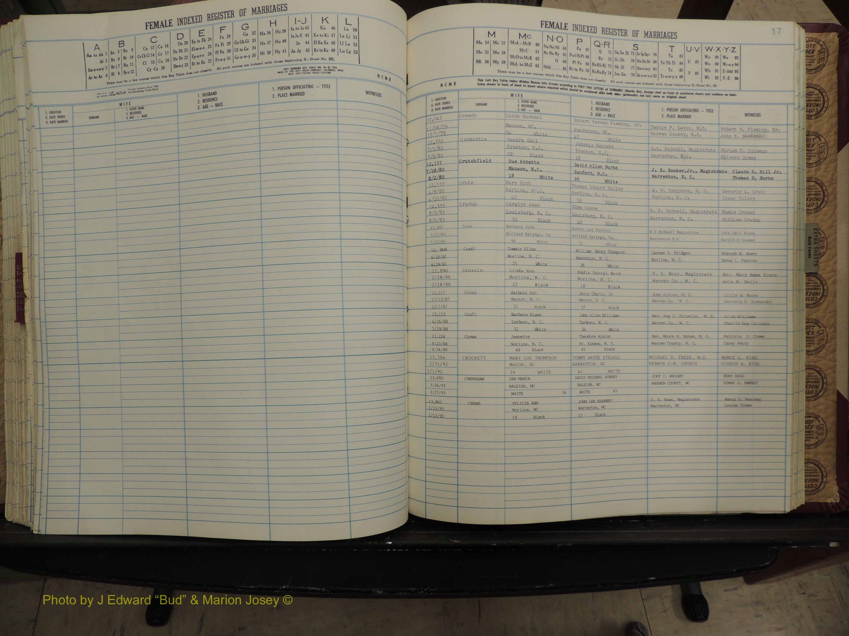 Warren Co, NC, Marriages, A-Z, 1979-1995 (240).JPG