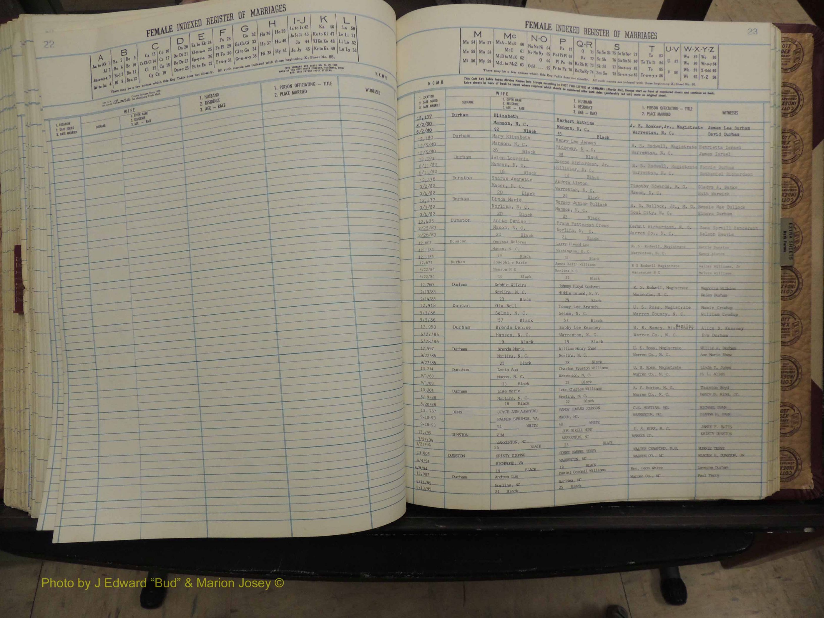 Warren Co, NC, Marriages, A-Z, 1979-1995 (246).JPG