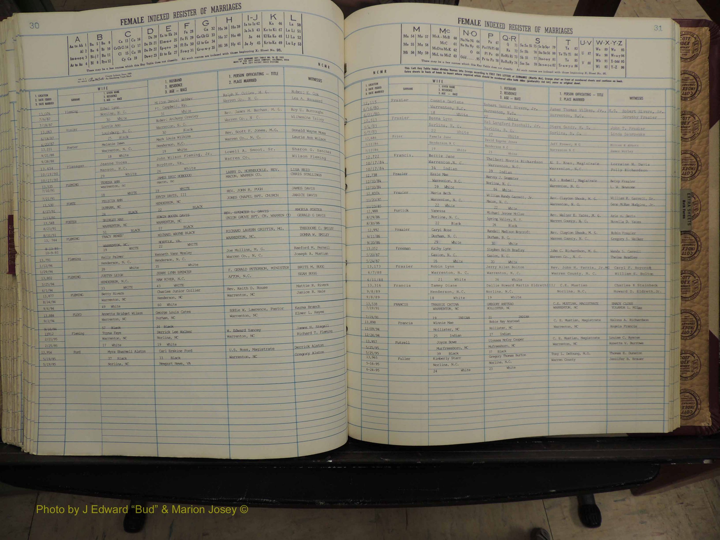 Warren Co, NC, Marriages, A-Z, 1979-1995 (254).JPG