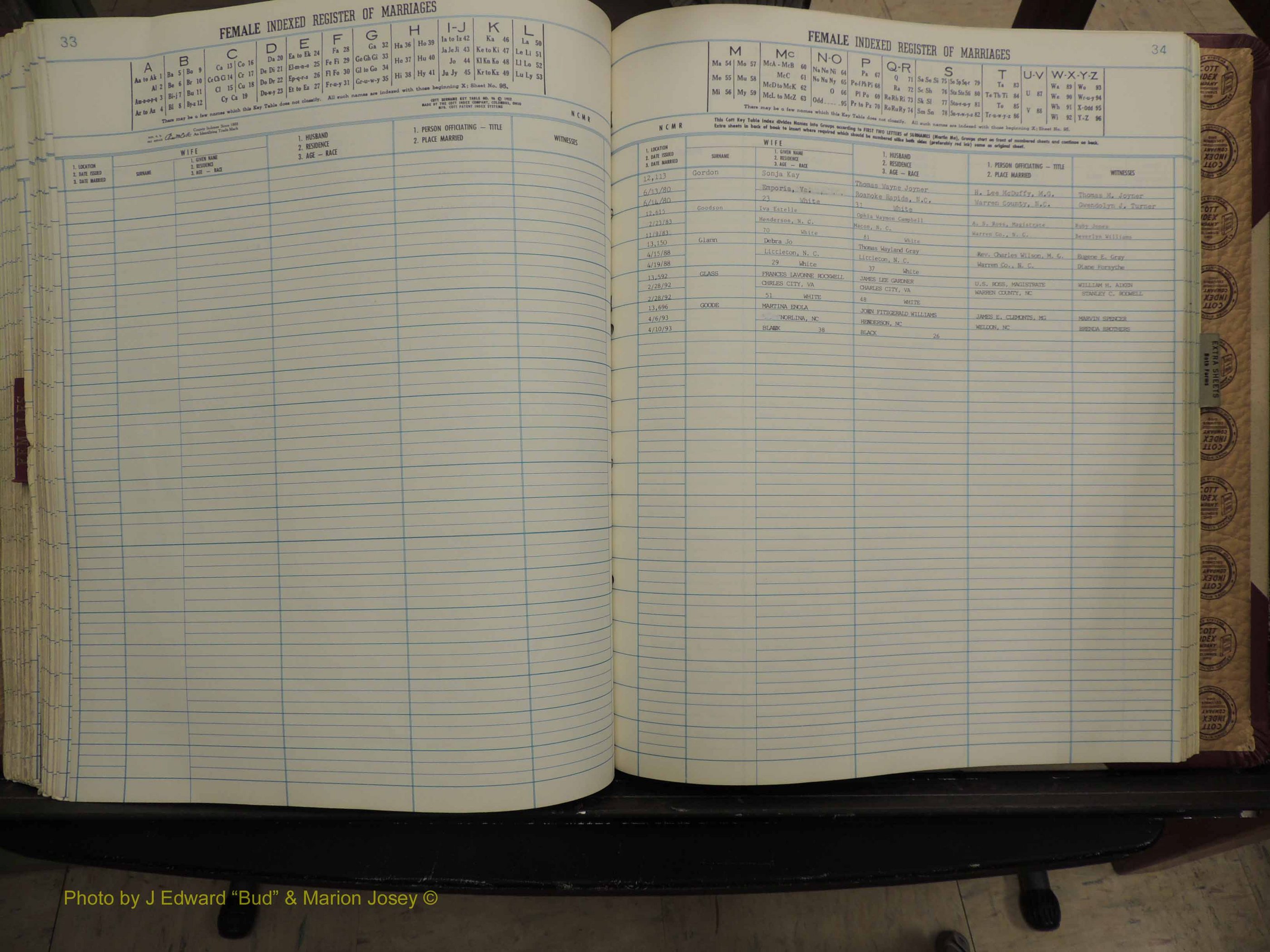 Warren Co, NC, Marriages, A-Z, 1979-1995 (257).JPG