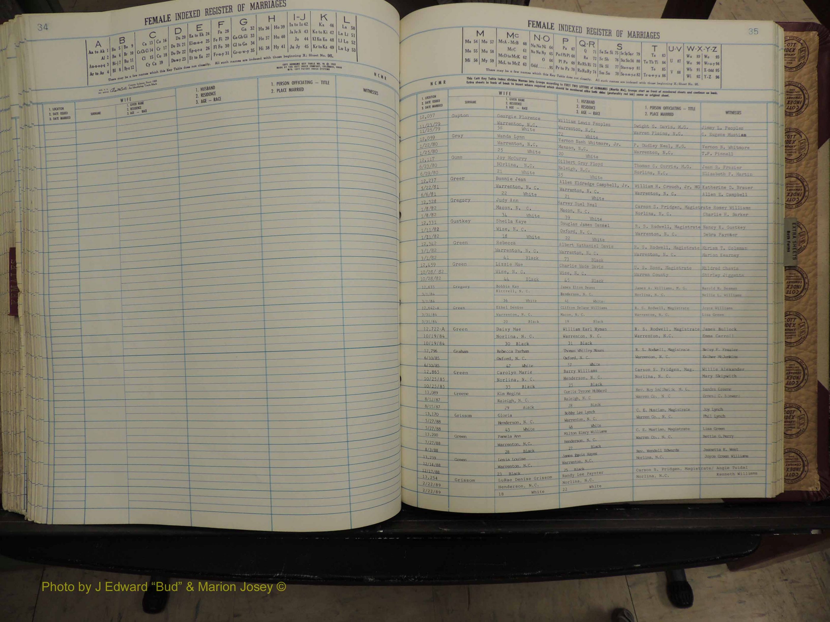 Warren Co, NC, Marriages, A-Z, 1979-1995 (258).JPG
