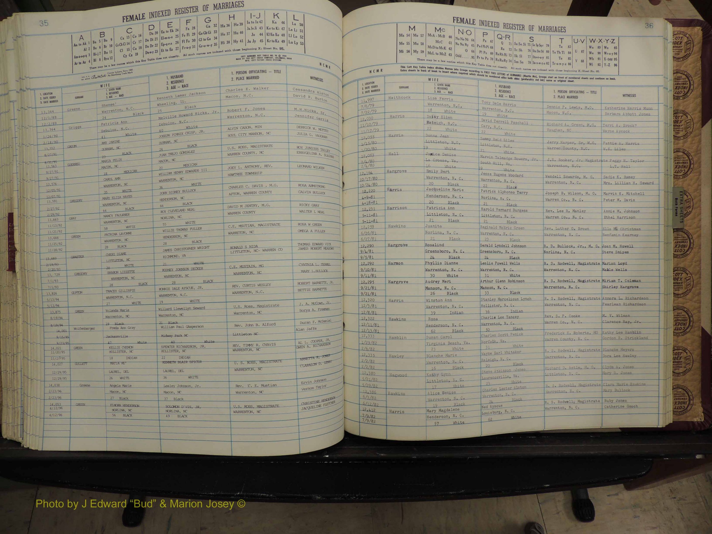 Warren Co, NC, Marriages, A-Z, 1979-1995 (259).JPG