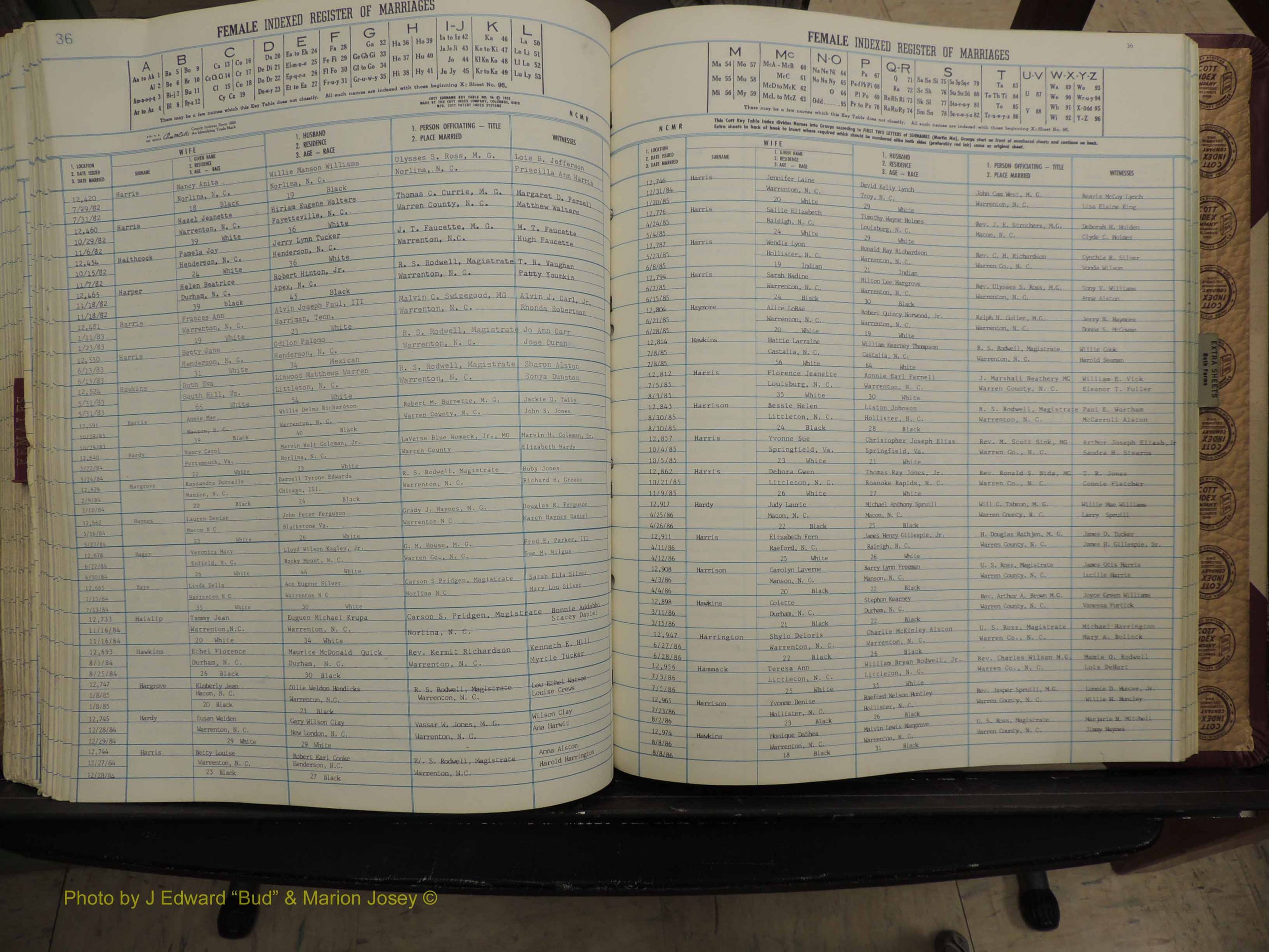 Warren Co, NC, Marriages, A-Z, 1979-1995 (260).JPG