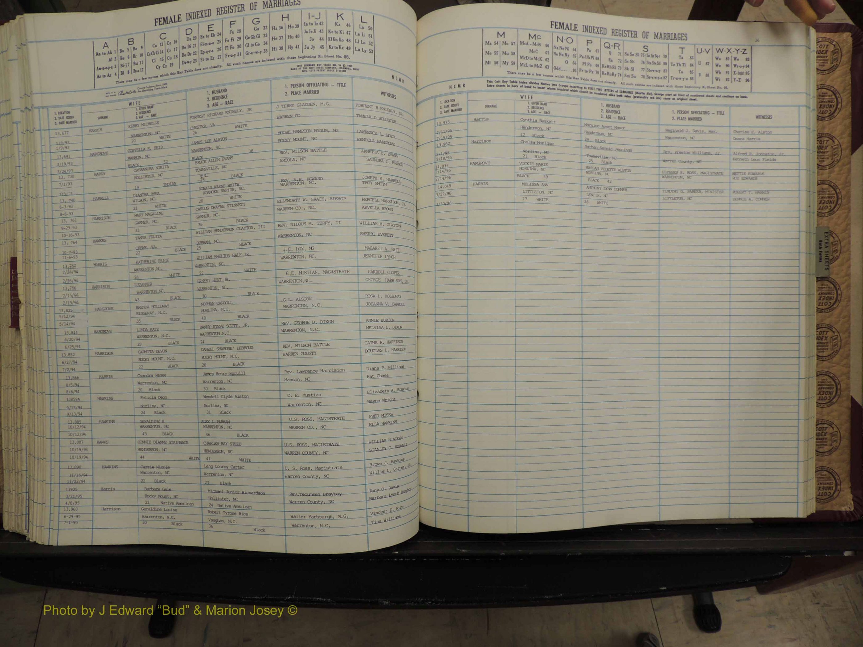 Warren Co, NC, Marriages, A-Z, 1979-1995 (262).JPG