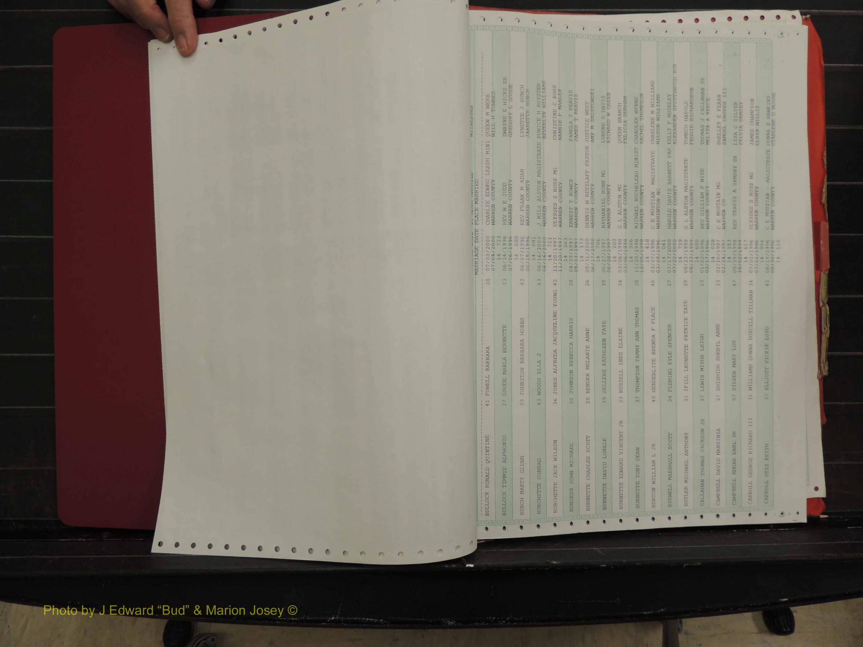 Warren Co, NC, Marriages, A-Z, 1996-2000 (107).JPG