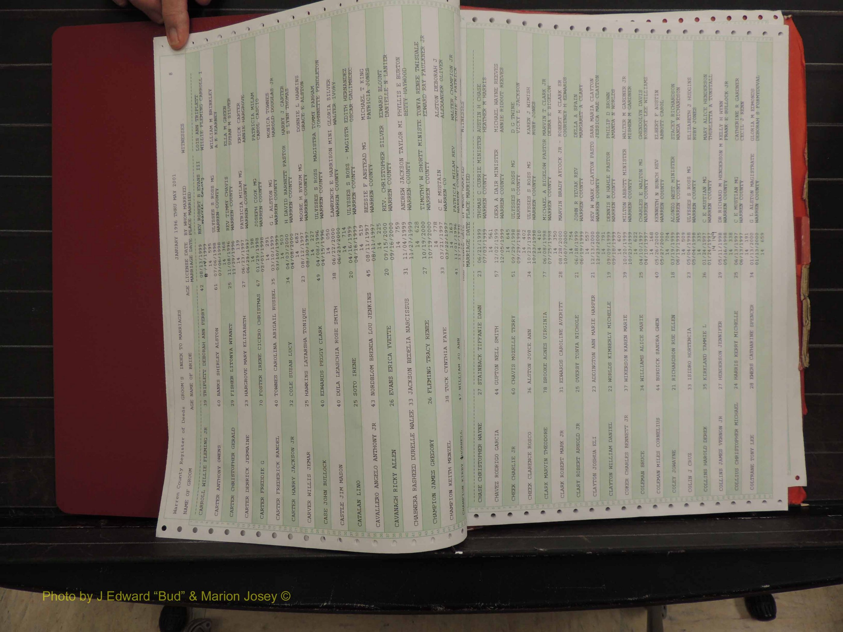 Warren Co, NC, Marriages, A-Z, 1996-2000 (108).JPG