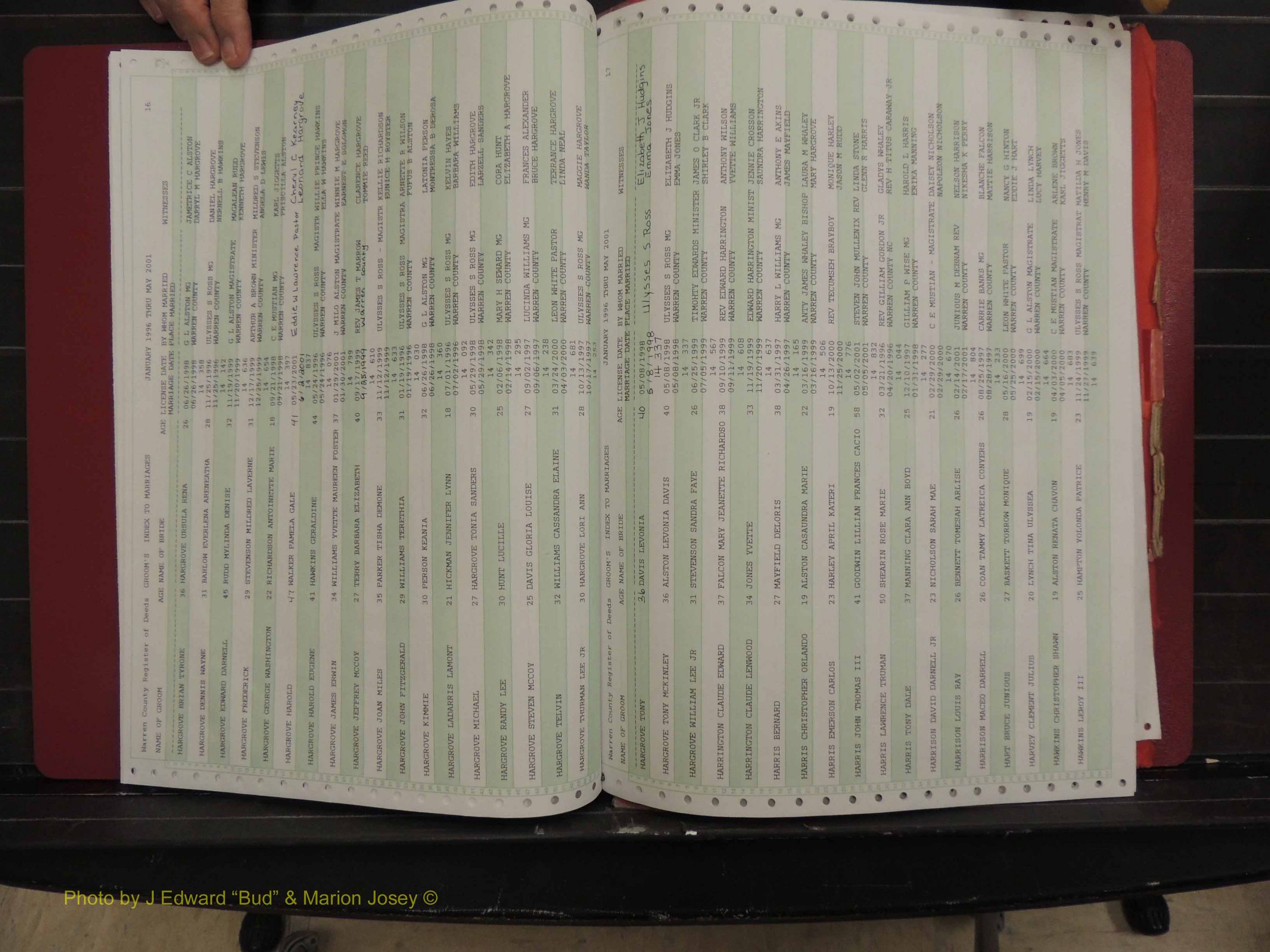 Warren Co, NC, Marriages, A-Z, 1996-2000 (112).JPG