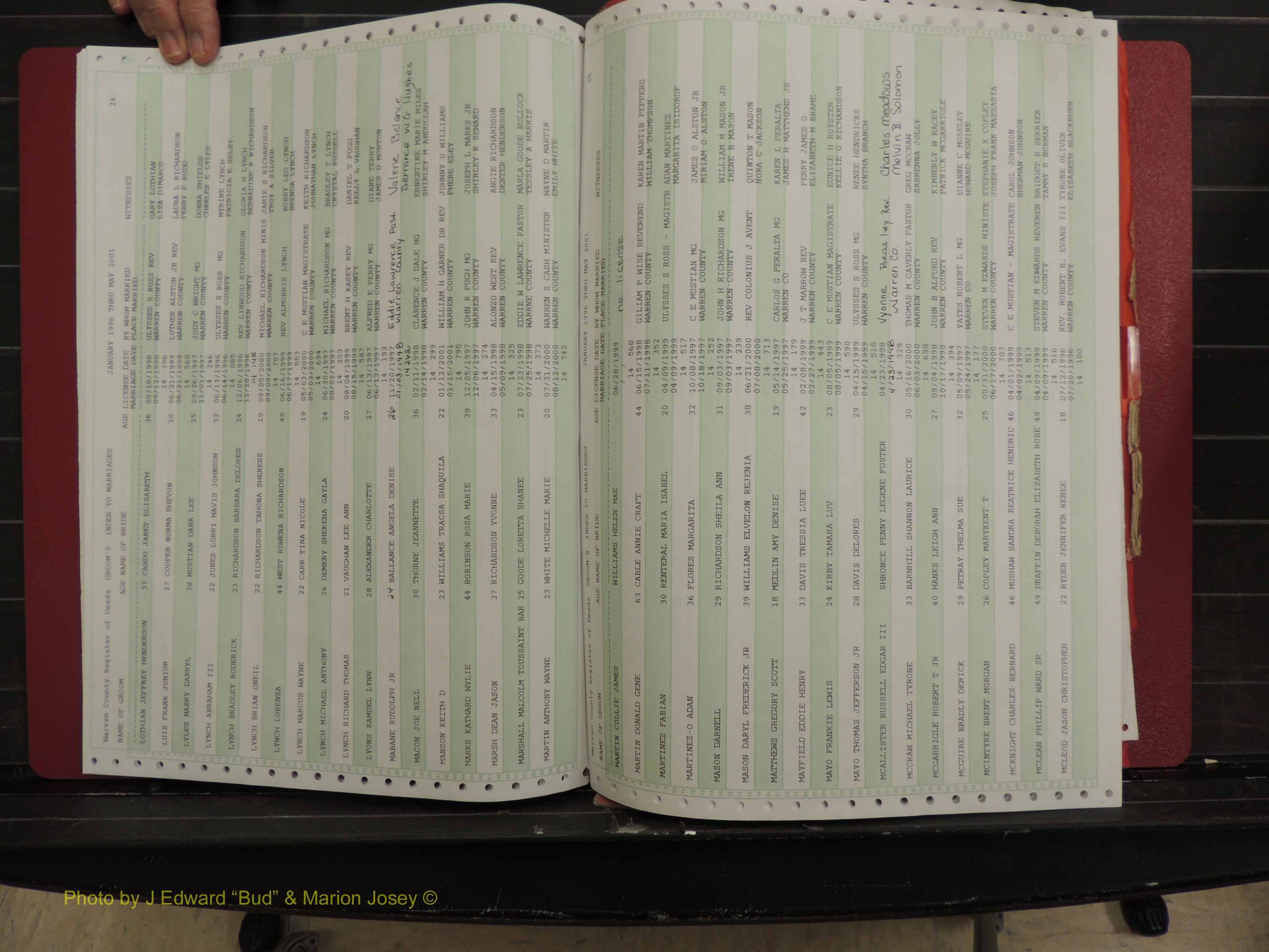 Warren Co, NC, Marriages, A-Z, 1996-2000 (116).JPG