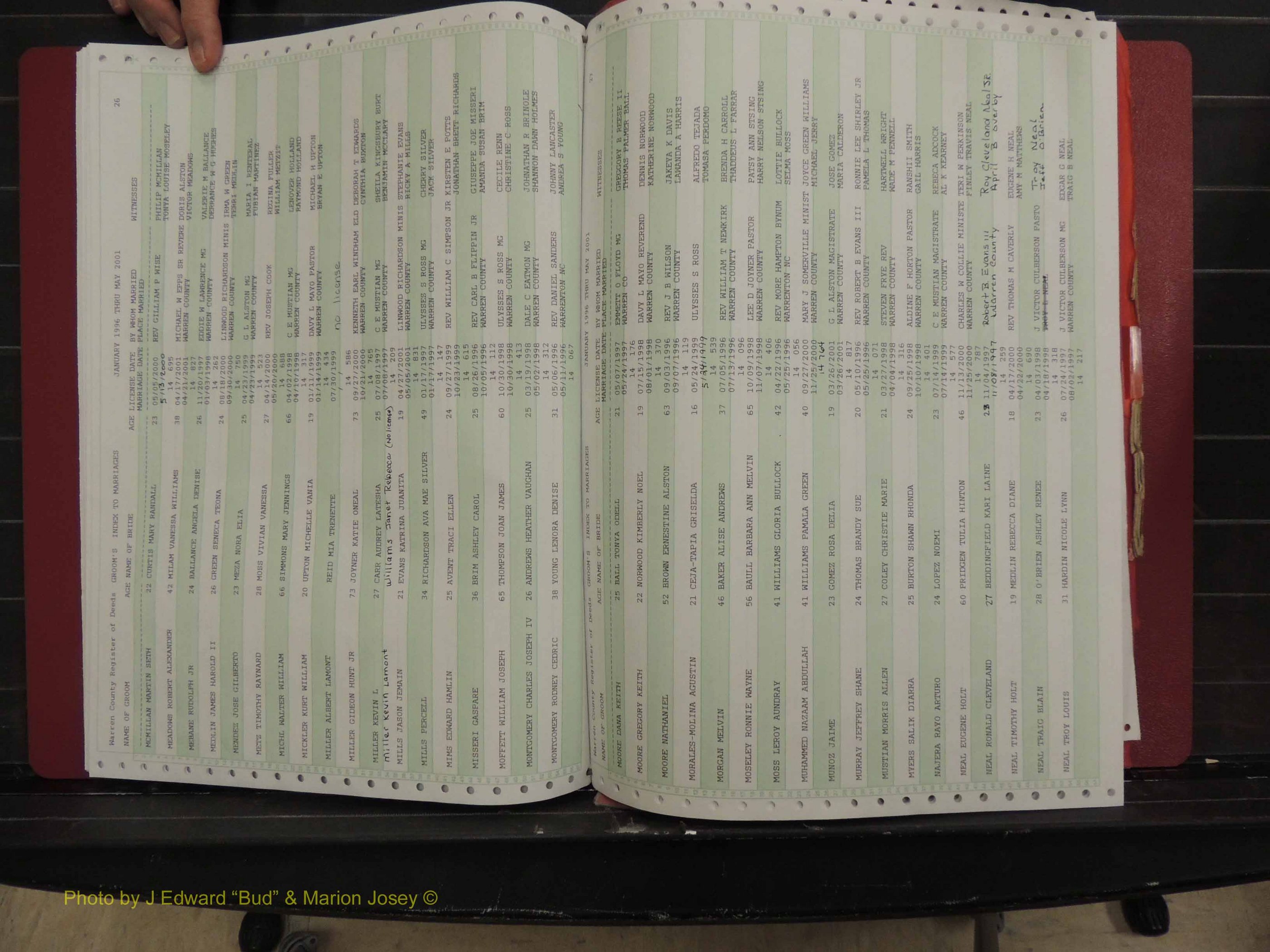 Warren Co, NC, Marriages, A-Z, 1996-2000 (117).JPG