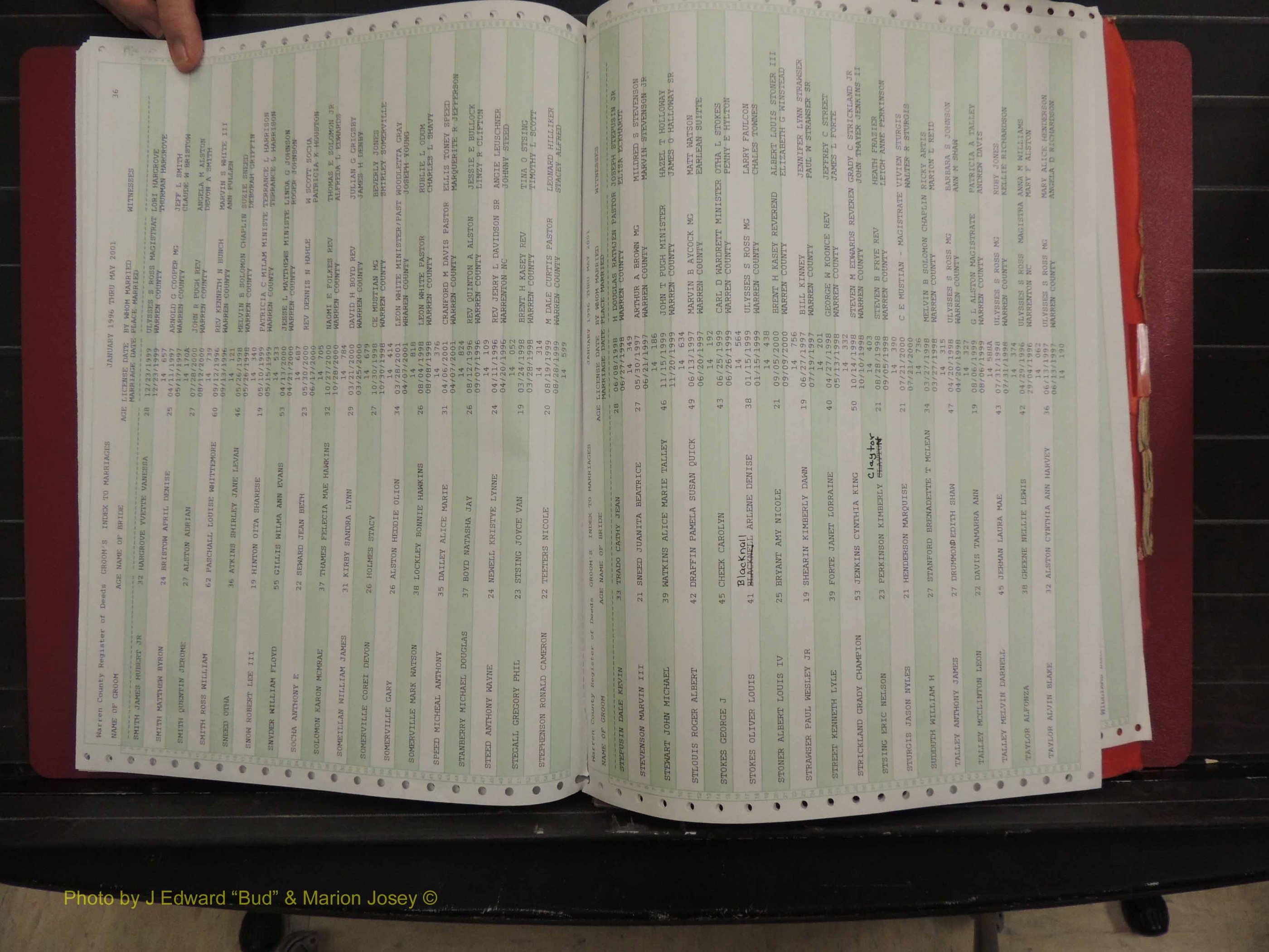 Warren Co, NC, Marriages, A-Z, 1996-2000 (122).JPG