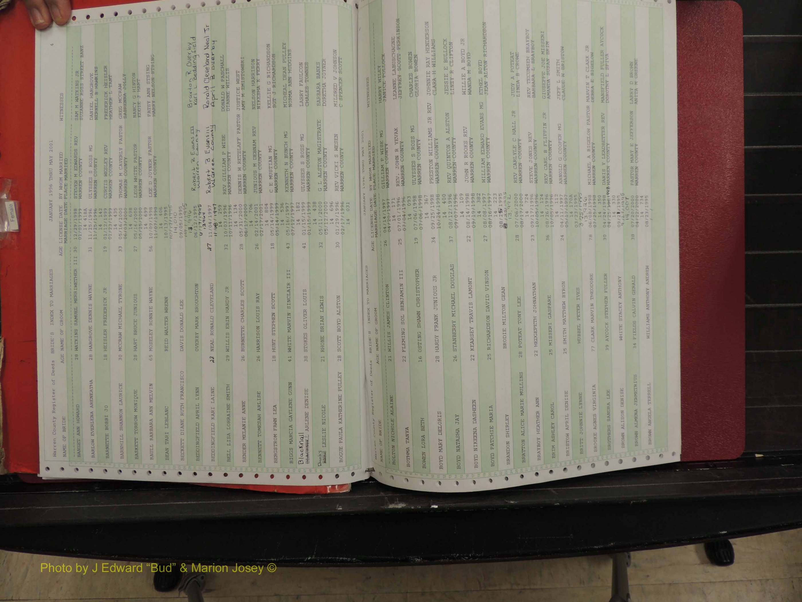 Warren Co, NC, Marriages, A-Z, 1996-2000 (129).JPG