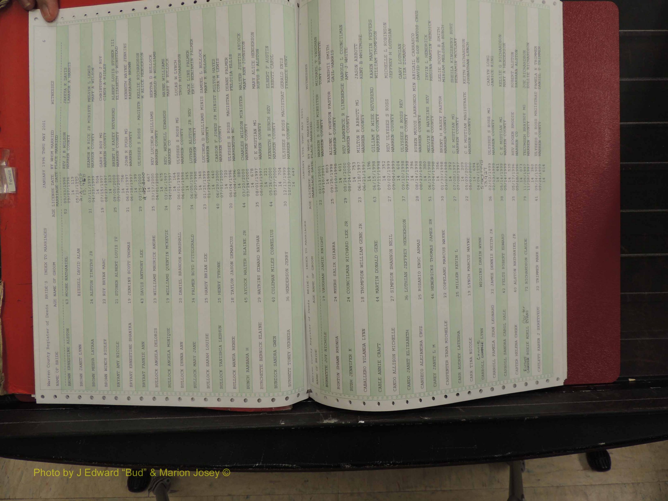 Warren Co, NC, Marriages, A-Z, 1996-2000 (130).JPG